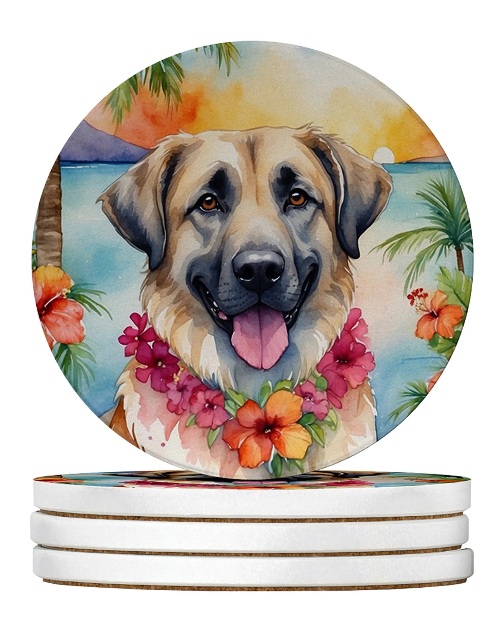 Luau Party Large Sandstone Coasters (Pack of 4)