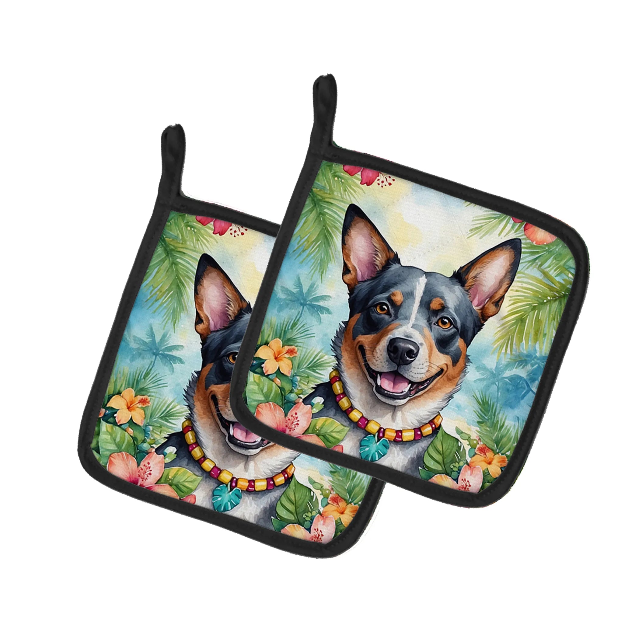 Luau Party Pair of Pot Holders - Size: 7.5HX7.5W | Pack Of: 1 | Collection name: Luau party