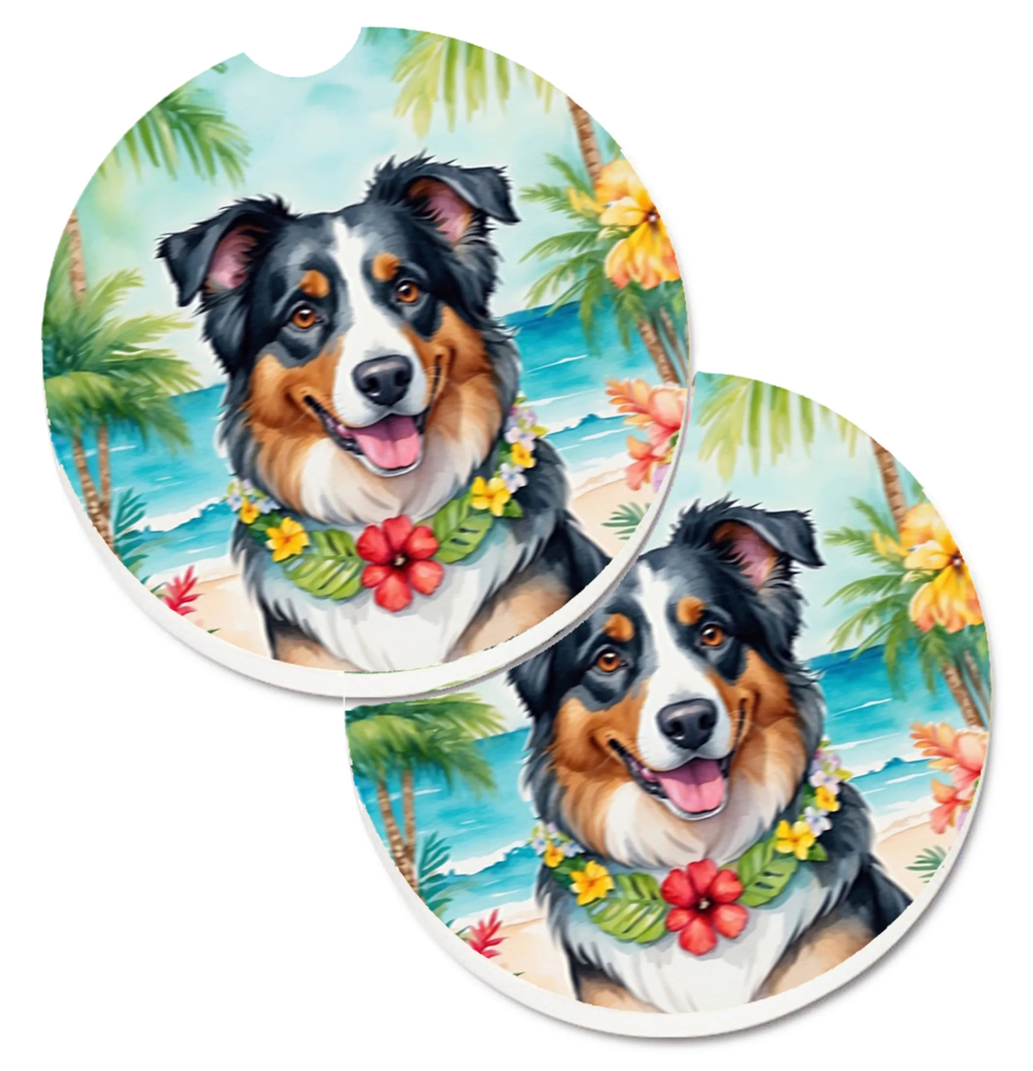 Luau Party Set of 2 Cup Holder Car Coasters - Size: 2.56 | Pack Of: 1 | Collection name: Luau party