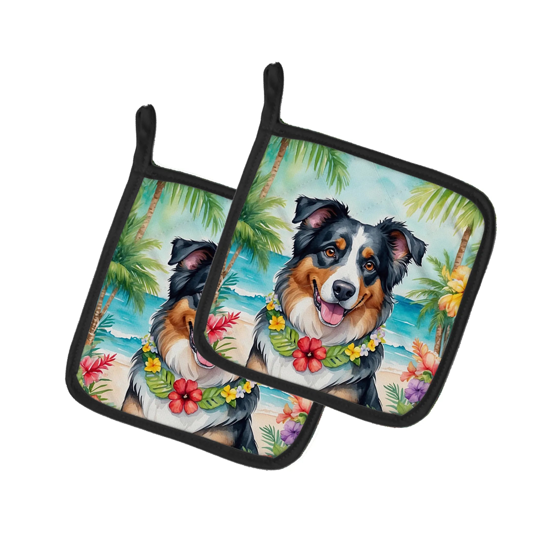 Luau Party Pair of Pot Holders - Size: 7.5HX7.5W | Pack Of: 1 | Collection name: Luau party