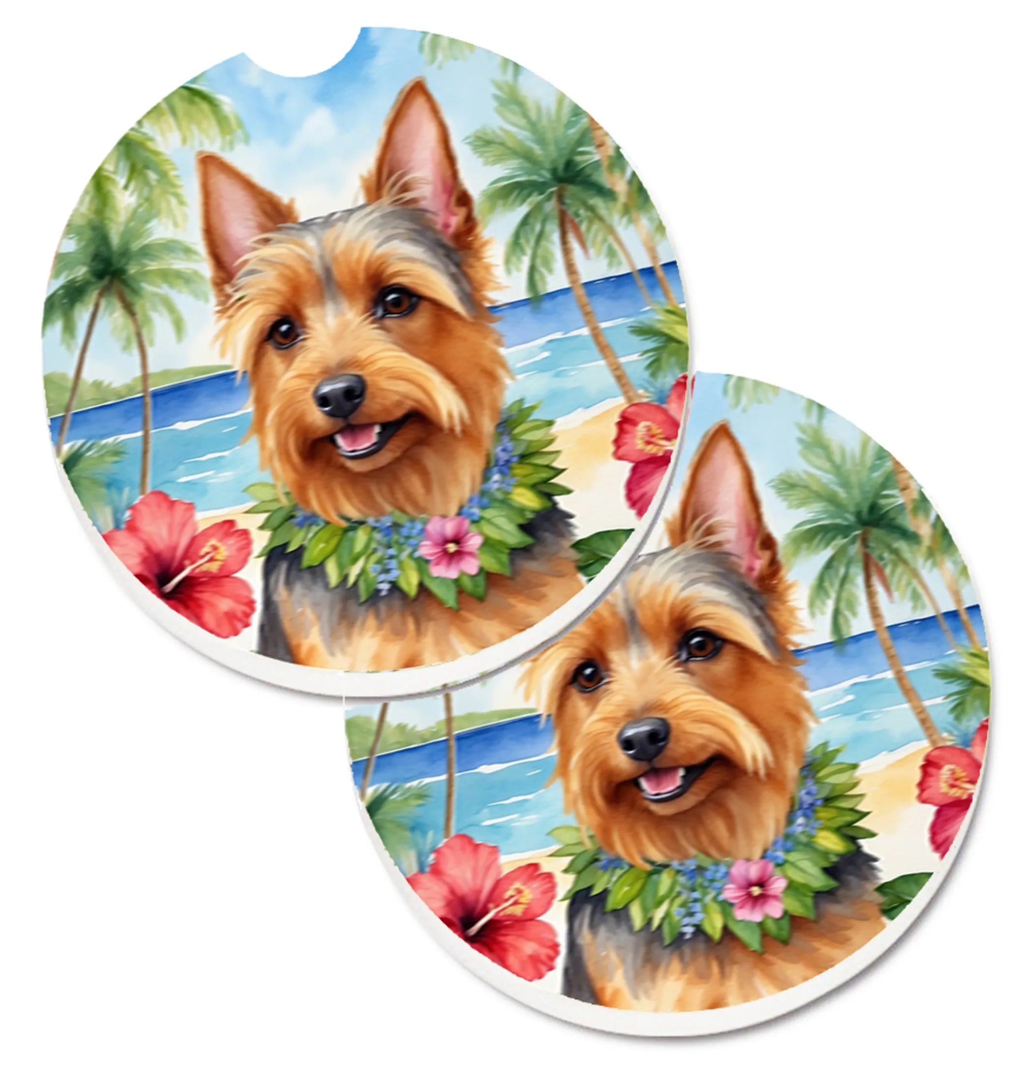 Luau Party Set of 2 Cup Holder Car Coasters - Size: 2.56 | Pack Of: 1 | Collection name: Luau party