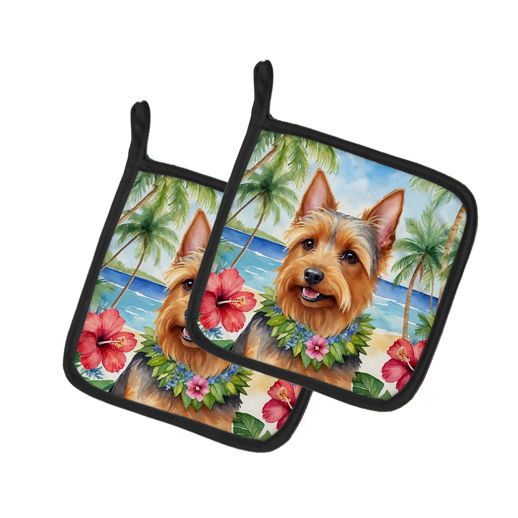 Luau Party Pair of Pot Holders - Size: 7.5HX7.5W | Pack Of: 1 | Collection name: Luau party