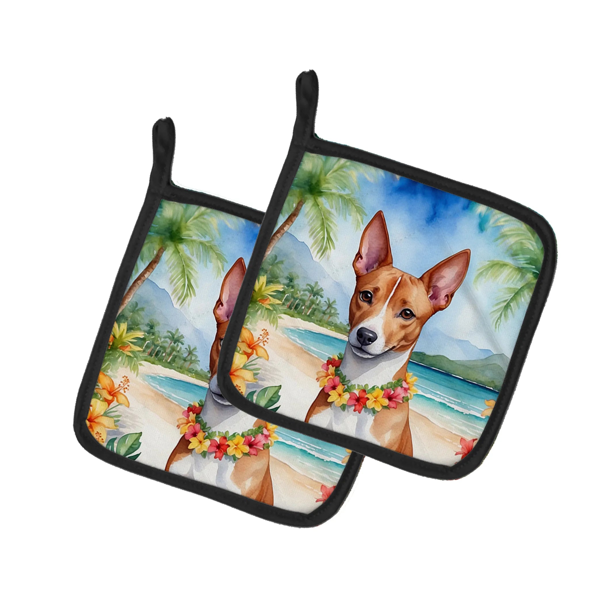 Luau Party Pair of Pot Holders - Size: 7.5HX7.5W | Pack Of: 1 | Collection name: Luau party