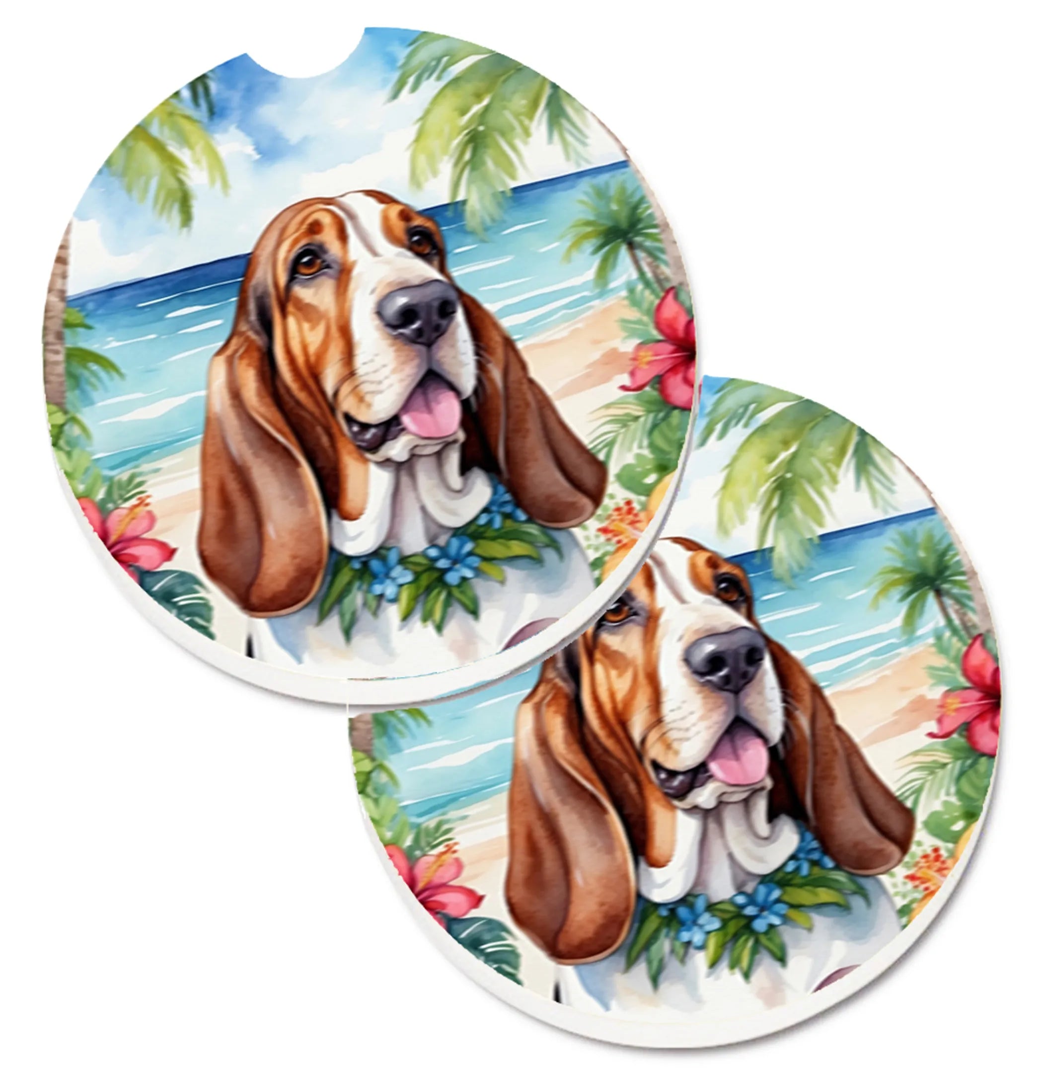 Luau Party Set of 2 Cup Holder Car Coasters - Size: 2.56 | Pack Of: 1 | Collection name: Luau party