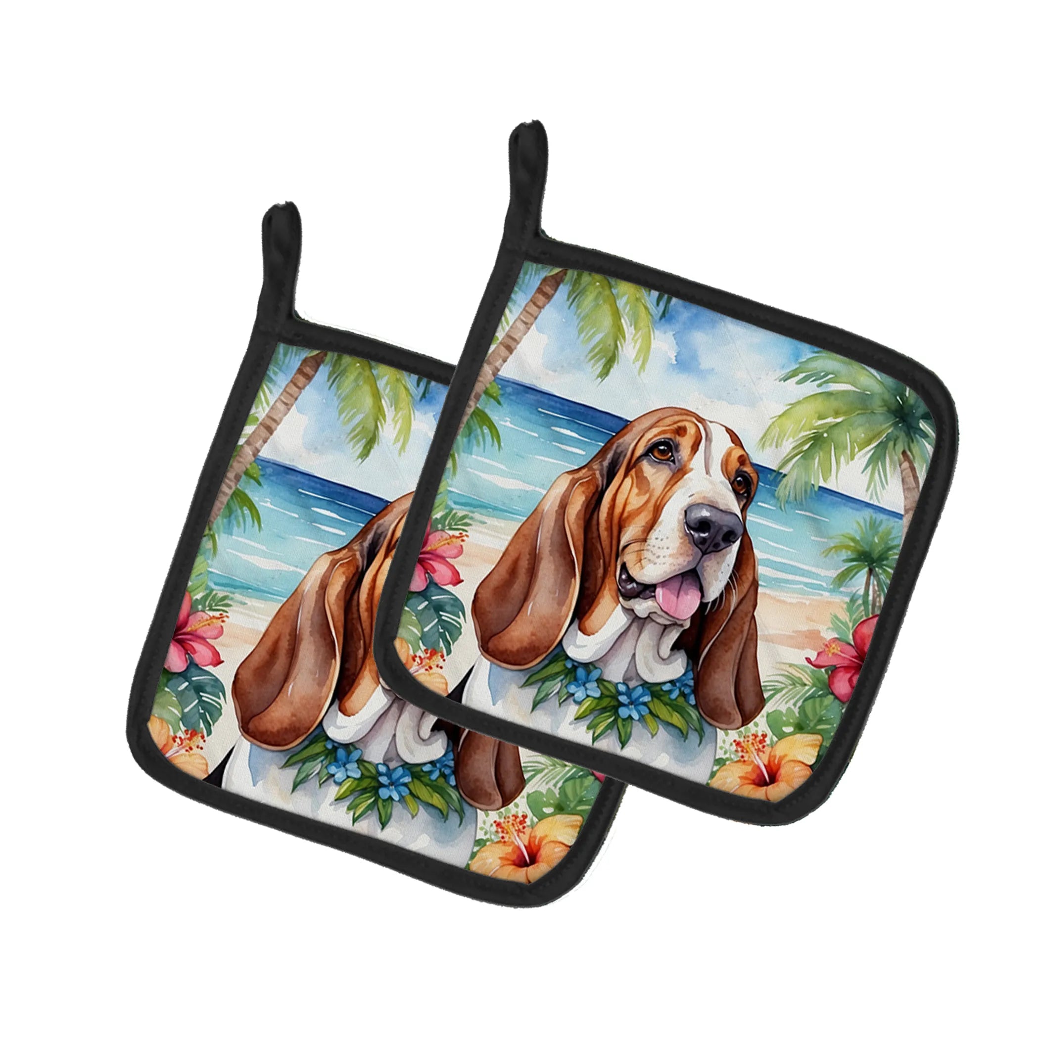 Luau Party Pair of Pot Holders - Size: 7.5HX7.5W | Pack Of: 1 | Collection name: Luau party