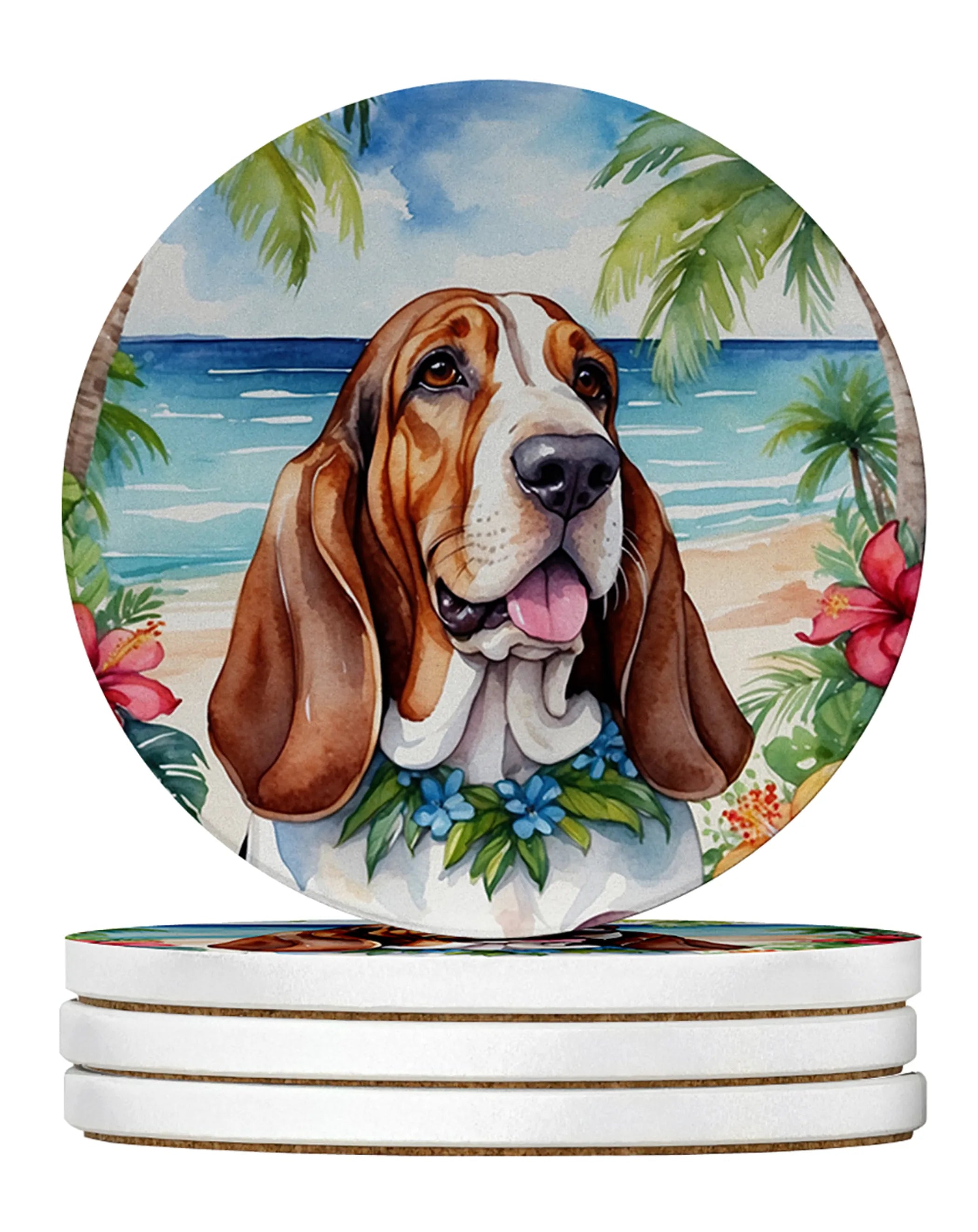 Luau Party Large Sandstone Coasters (Pack of 4)