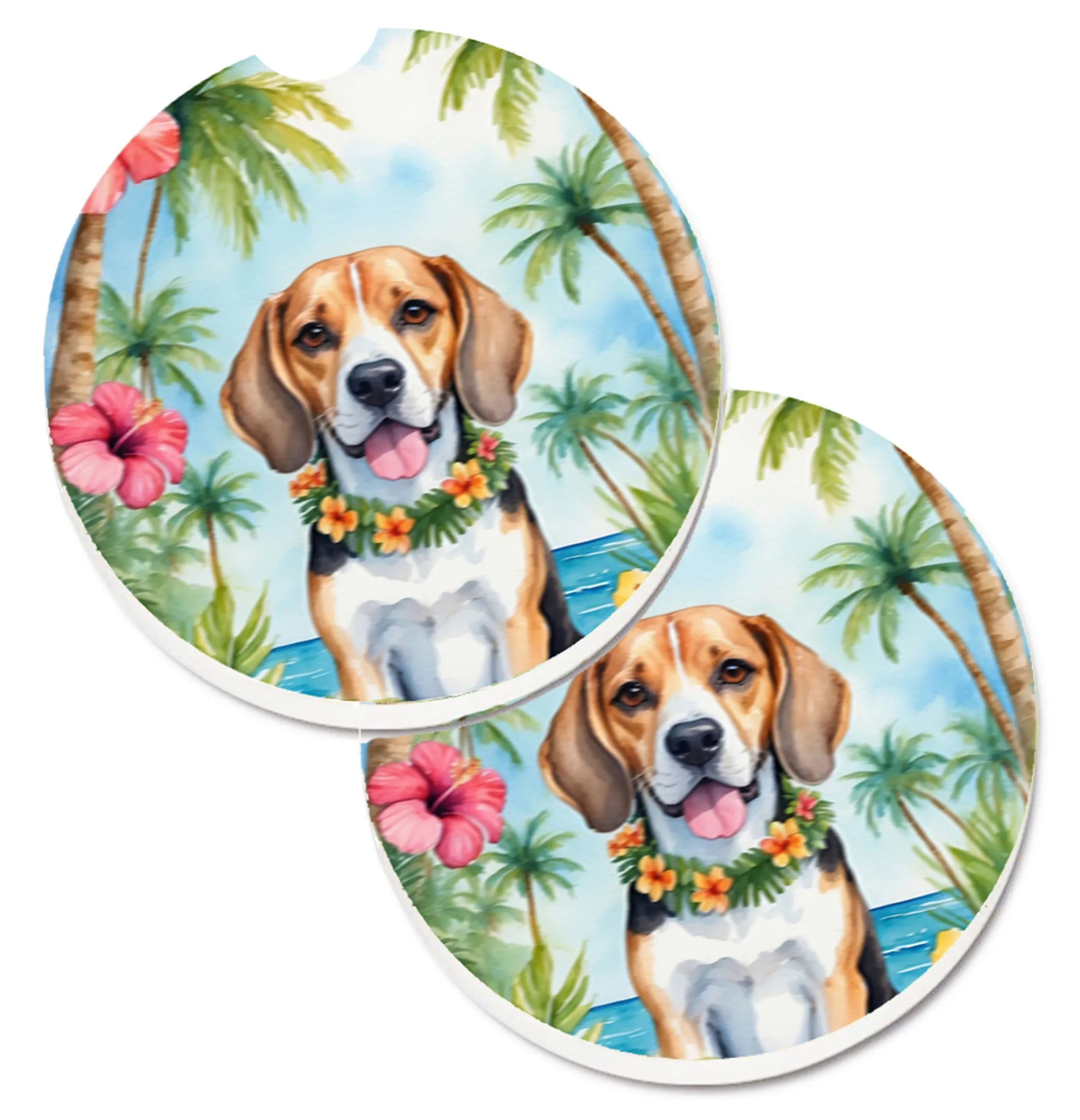 Luau Party Set of 2 Cup Holder Car Coasters - Size: 2.56 | Pack Of: 1 | Collection name: Luau party