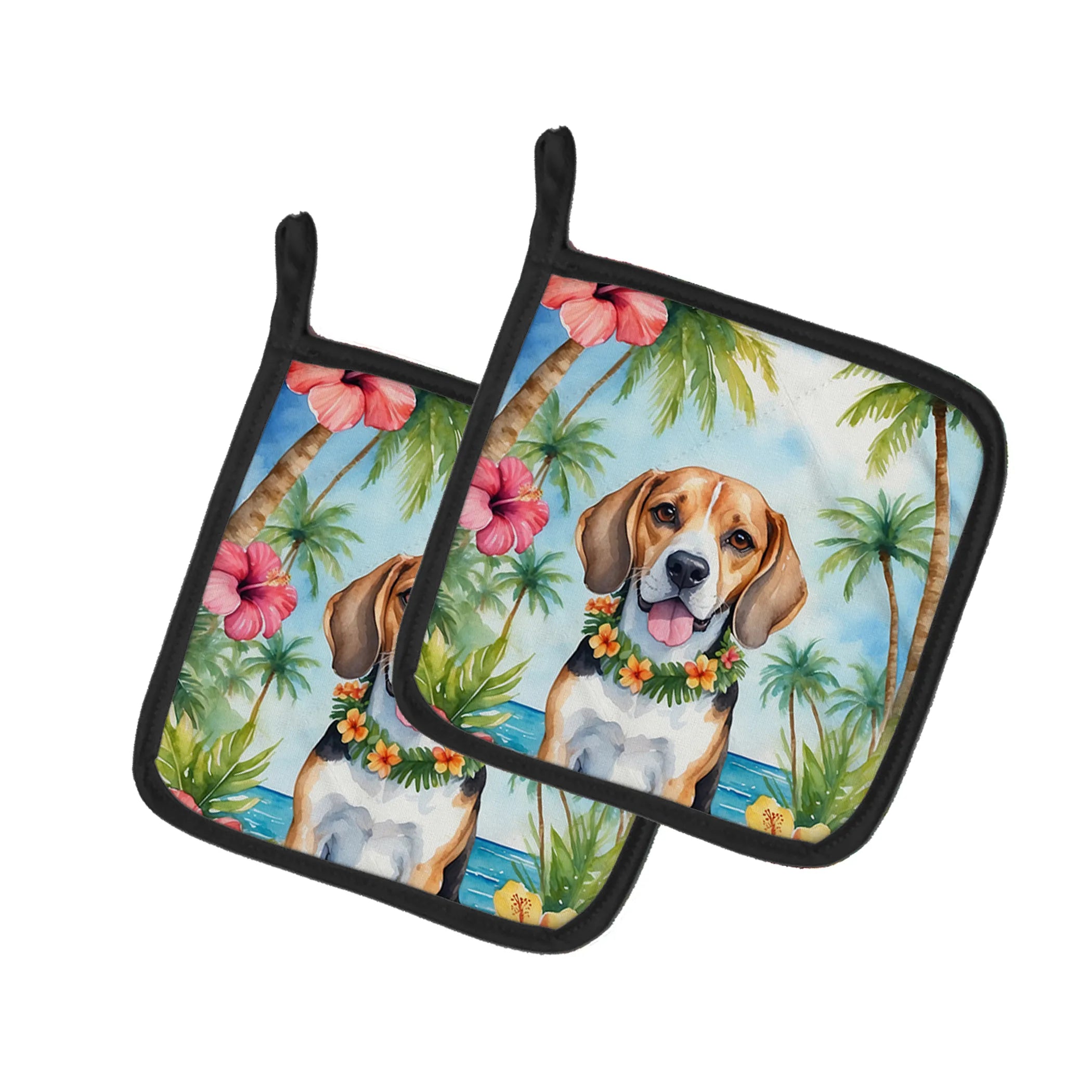 Luau Party Pair of Pot Holders - Size: 7.5HX7.5W | Pack Of: 1 | Collection name: Luau party
