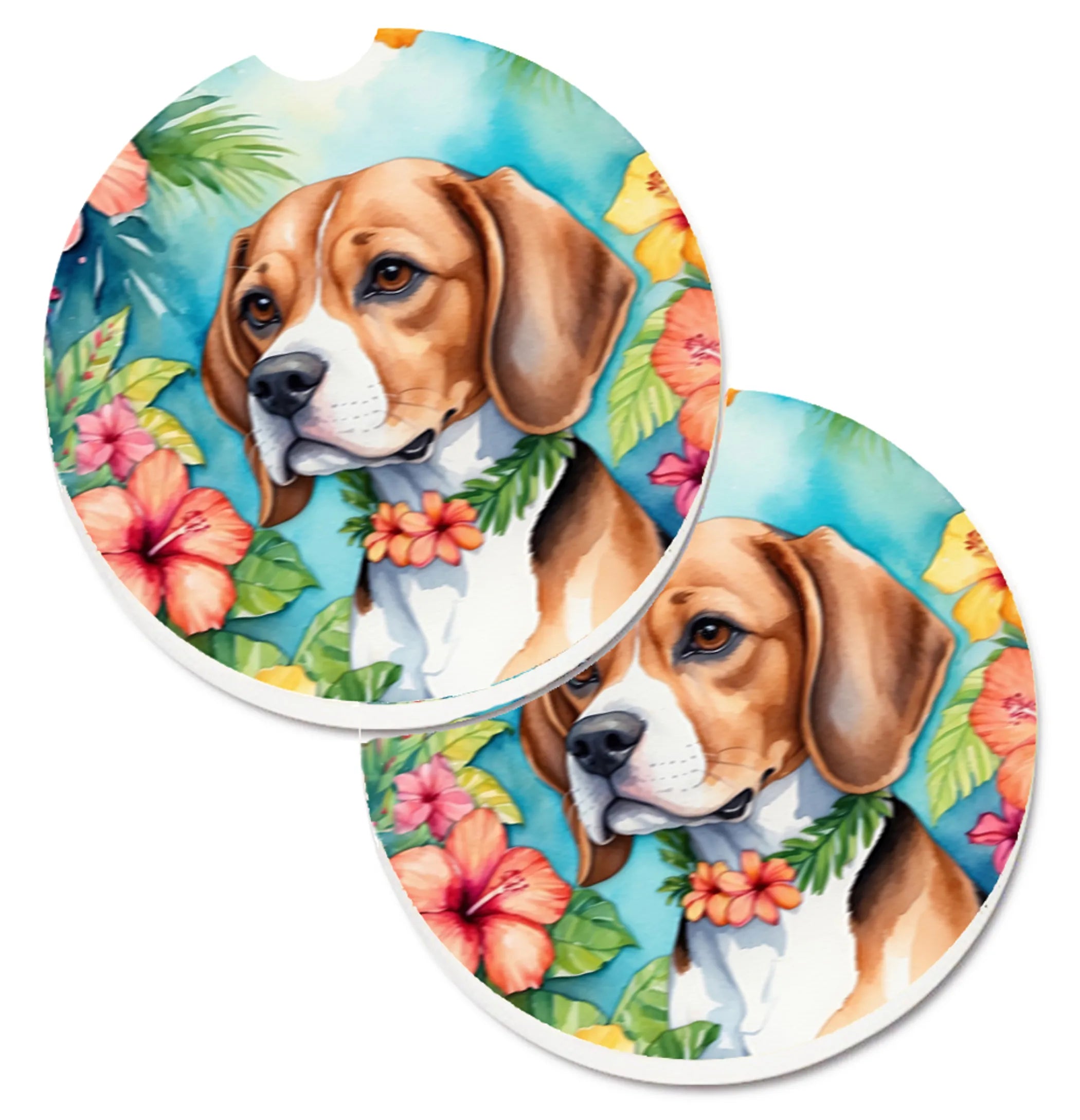 Luau Party Set of 2 Cup Holder Car Coasters - Size: 2.56 | Pack Of: 1 | Collection name: Luau party