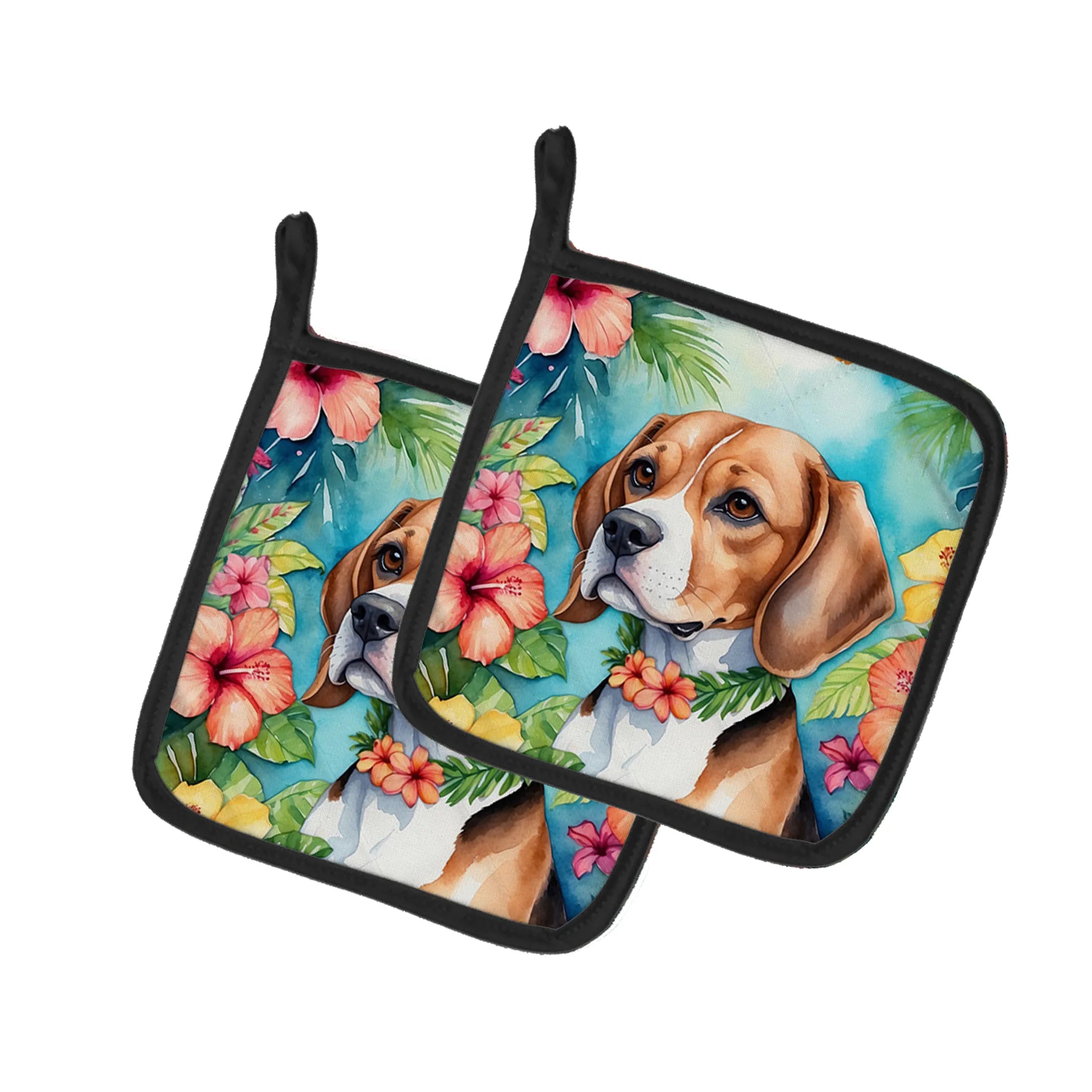 Luau Party Pair of Pot Holders - Size: 7.5HX7.5W | Pack Of: 1 | Collection name: Luau party
