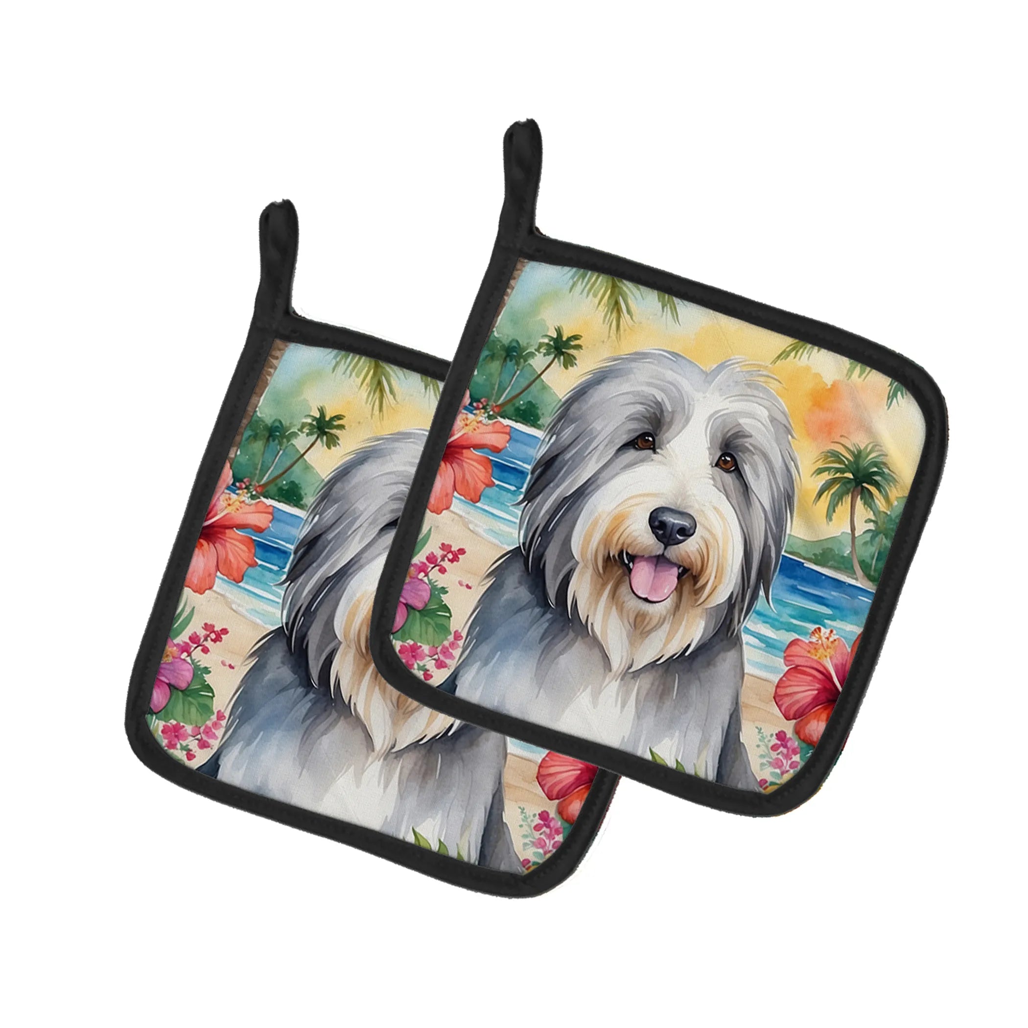 Luau Party Pair of Pot Holders - Size: 7.5HX7.5W | Pack Of: 1 | Collection name: Luau party