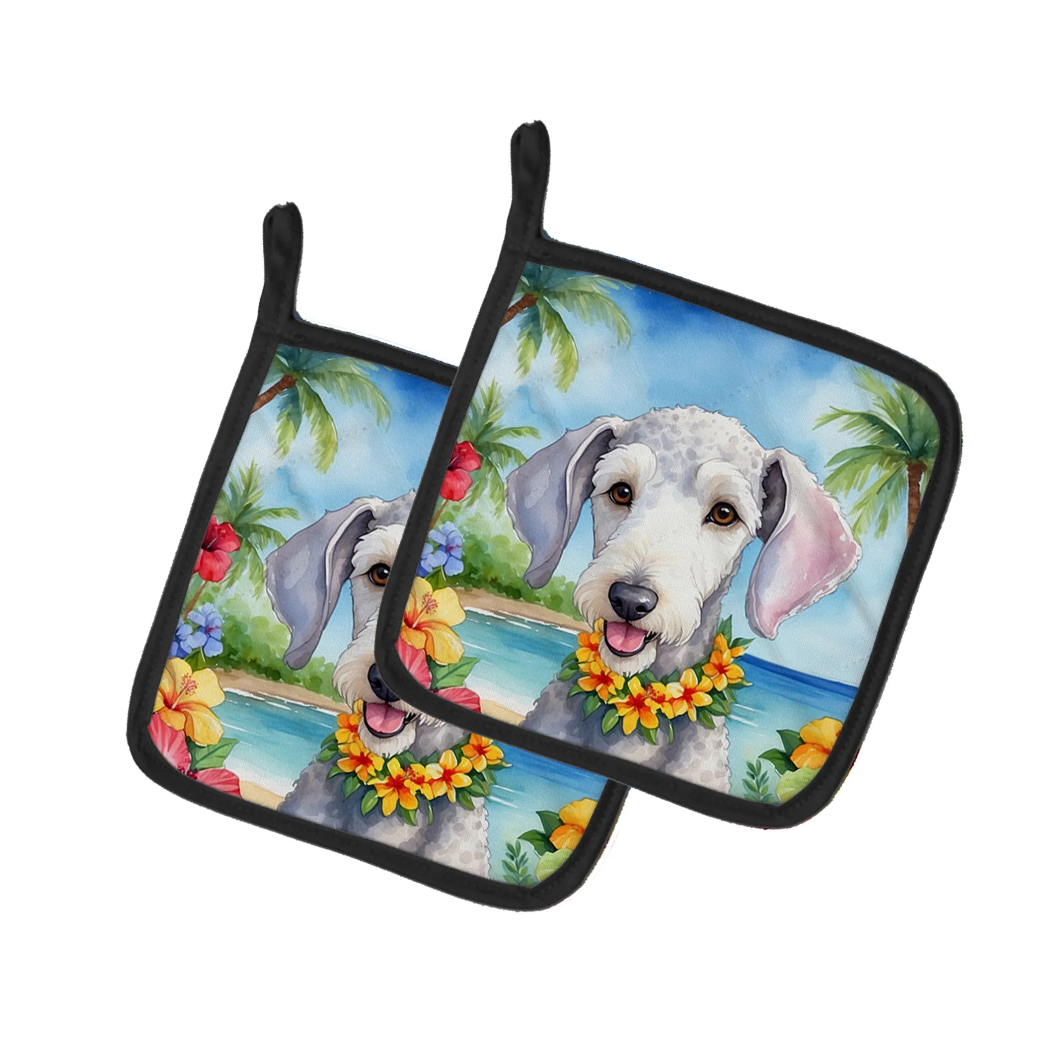 Luau Party Pair of Pot Holders - Size: 7.5HX7.5W | Pack Of: 1 | Collection name: Luau party