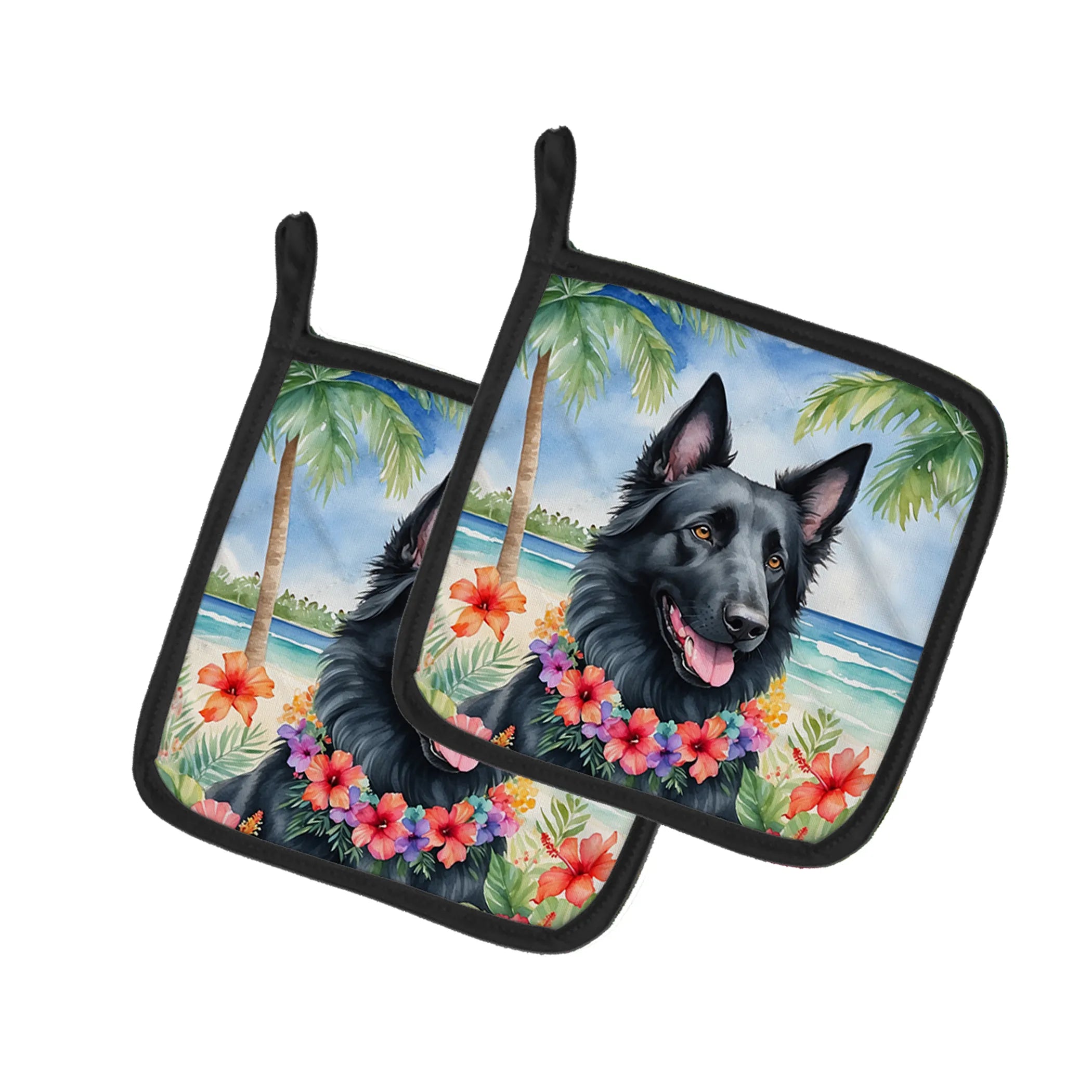 Luau Party Pair of Pot Holders - Size: 7.5HX7.5W | Pack Of: 1 | Collection name: Luau party