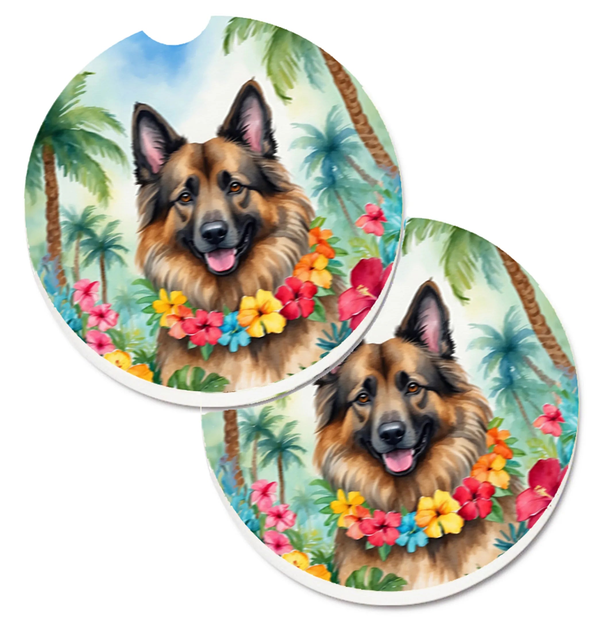 Luau Party Set of 2 Cup Holder Car Coasters - Size: 2.56 | Pack Of: 1 | Collection name: Luau party