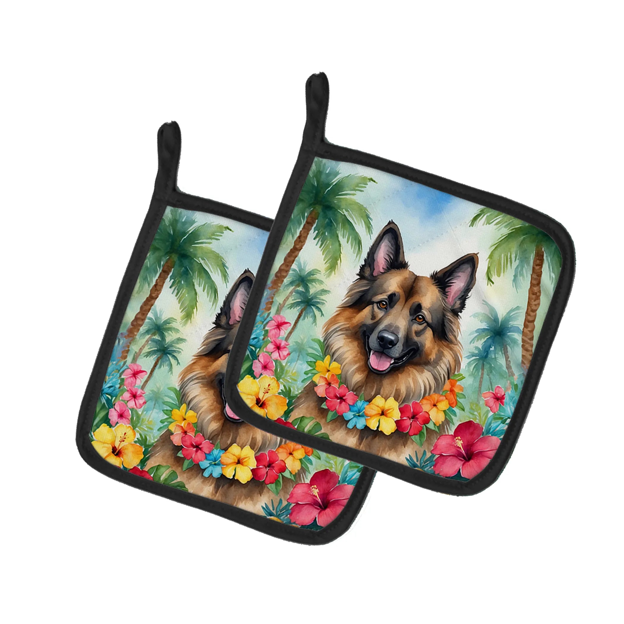 Luau Party Pair of Pot Holders - Size: 7.5HX7.5W | Pack Of: 1 | Collection name: Luau party