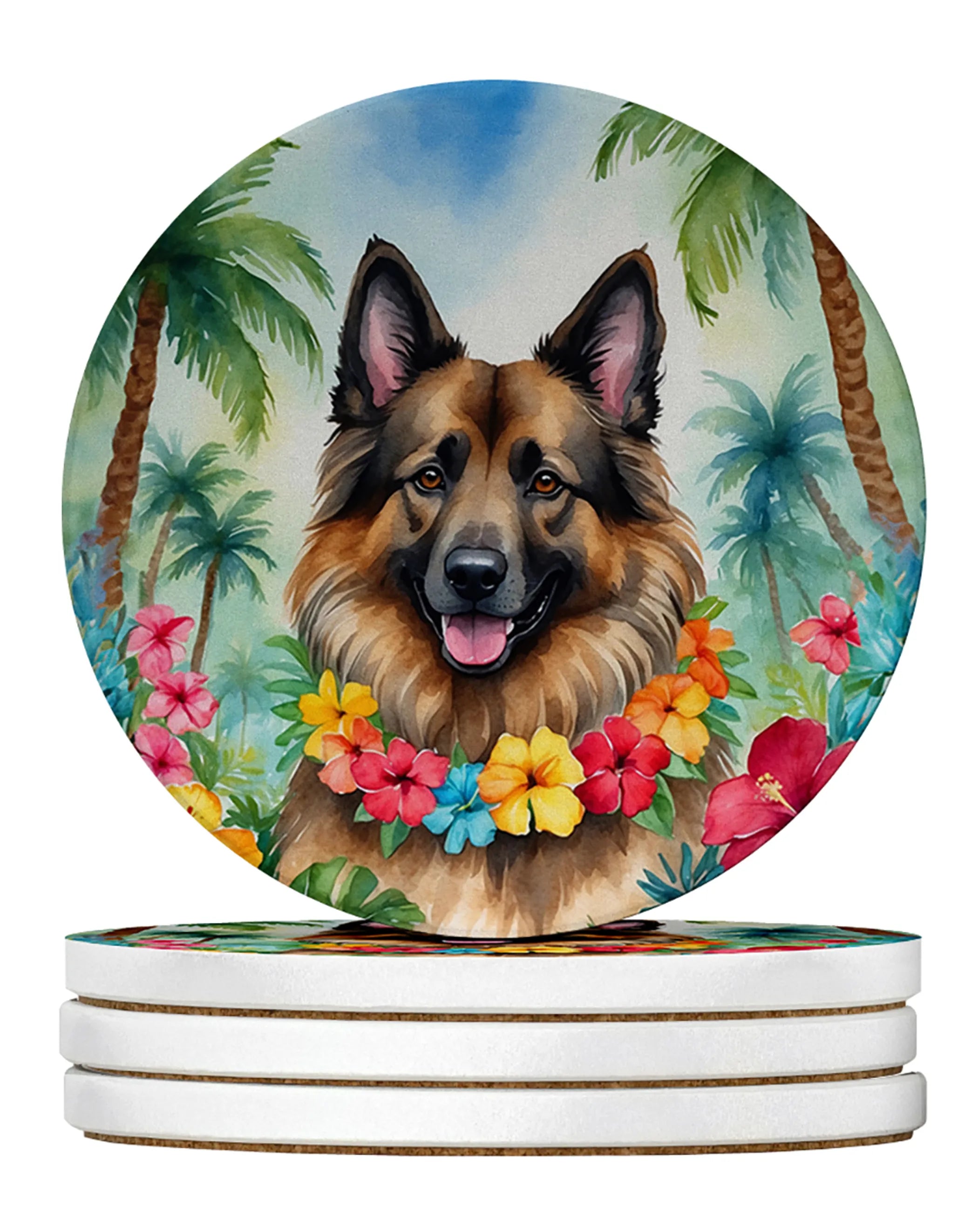 Luau Party Large Sandstone Coasters (Pack of 4)