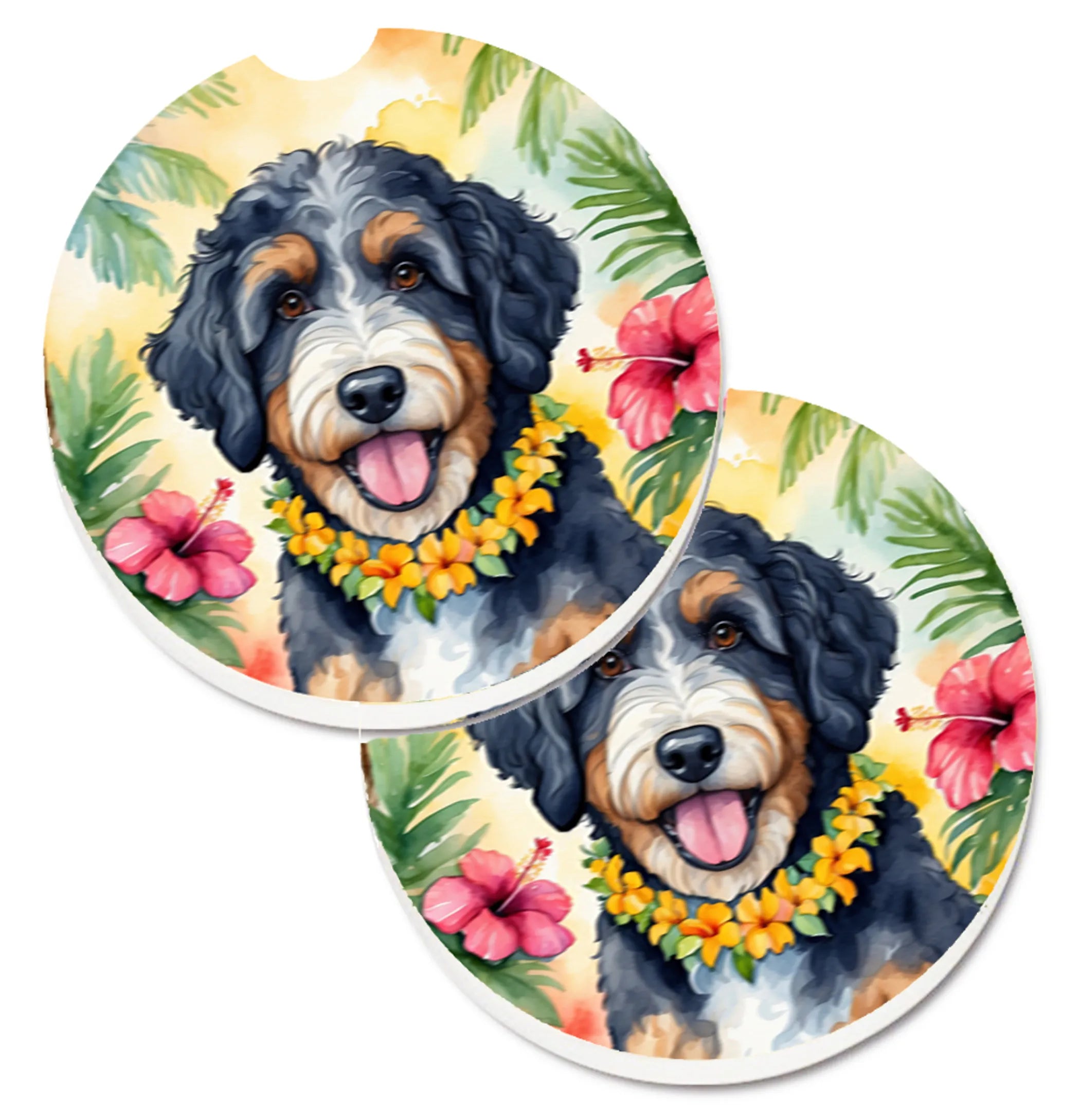 Luau Party Set of 2 Cup Holder Car Coasters - Size: 2.56 | Pack Of: 1 | Collection name: Luau party
