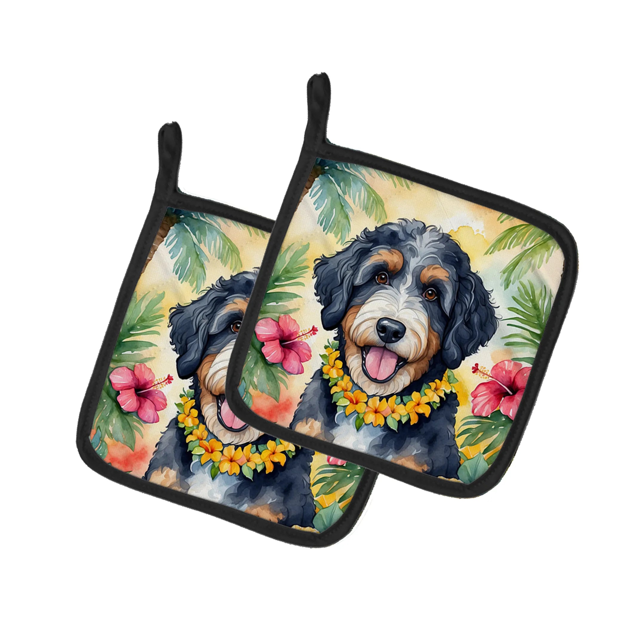 Luau Party Pair of Pot Holders - Size: 7.5HX7.5W | Pack Of: 1 | Collection name: Luau party