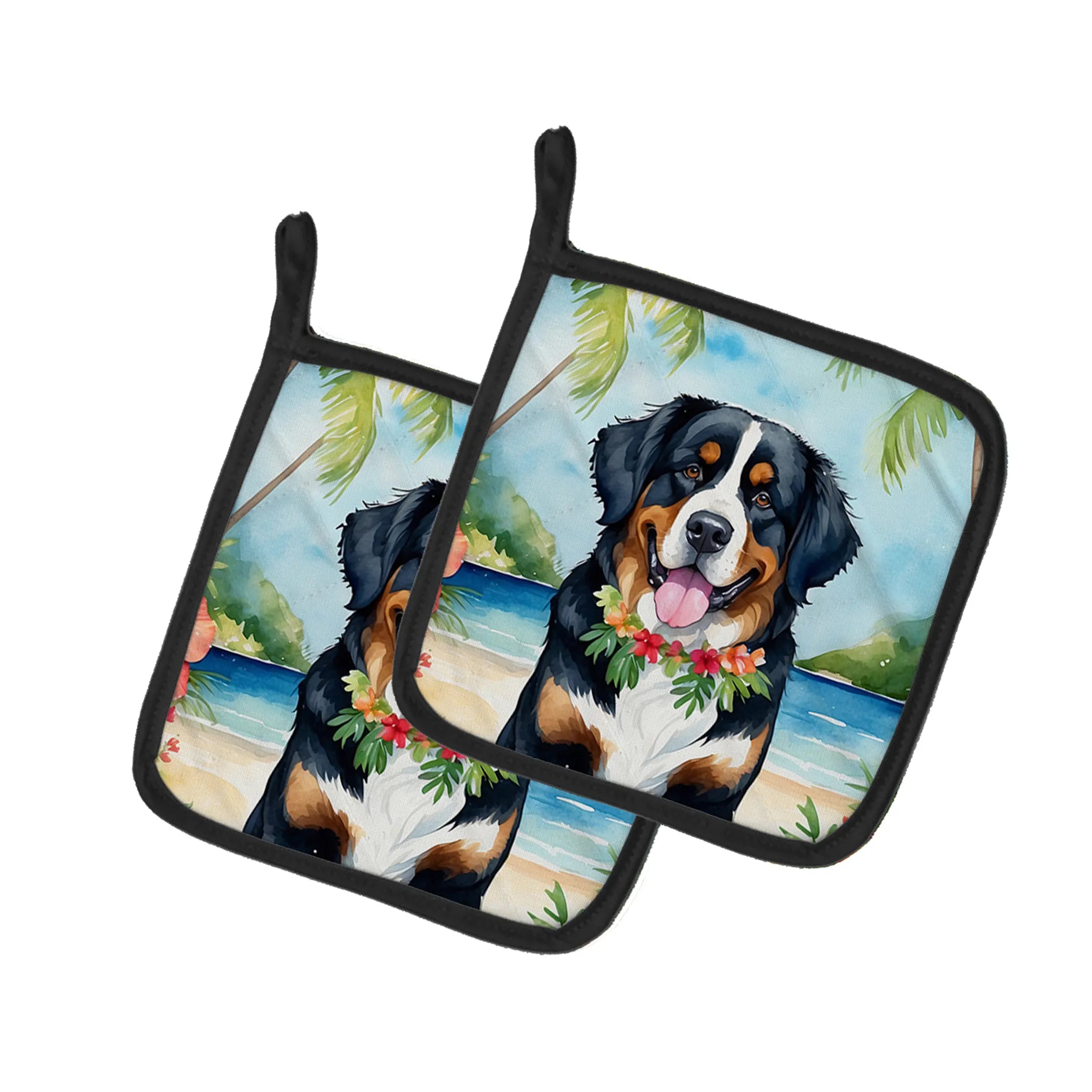 Luau Party Pair of Pot Holders - Size: 7.5HX7.5W | Pack Of: 1 | Collection name: Luau party