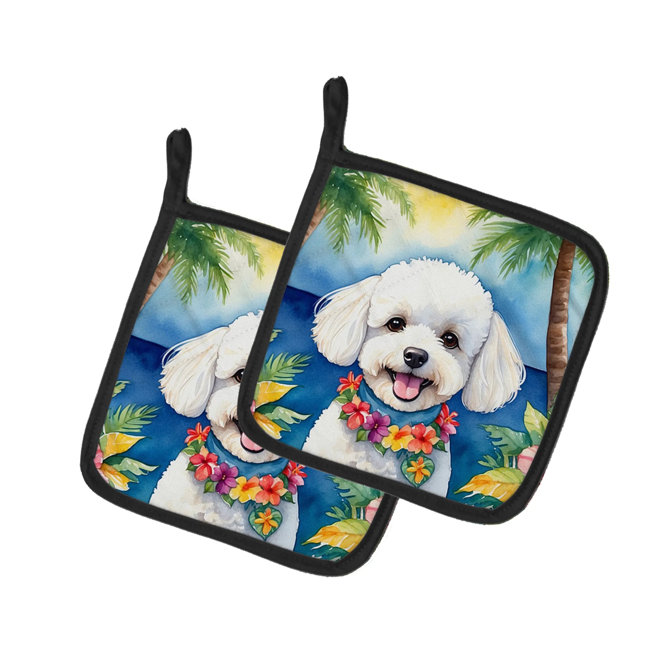 Luau Party Pair of Pot Holders - Size: 7.5HX7.5W | Pack Of: 1 | Collection name: Luau party