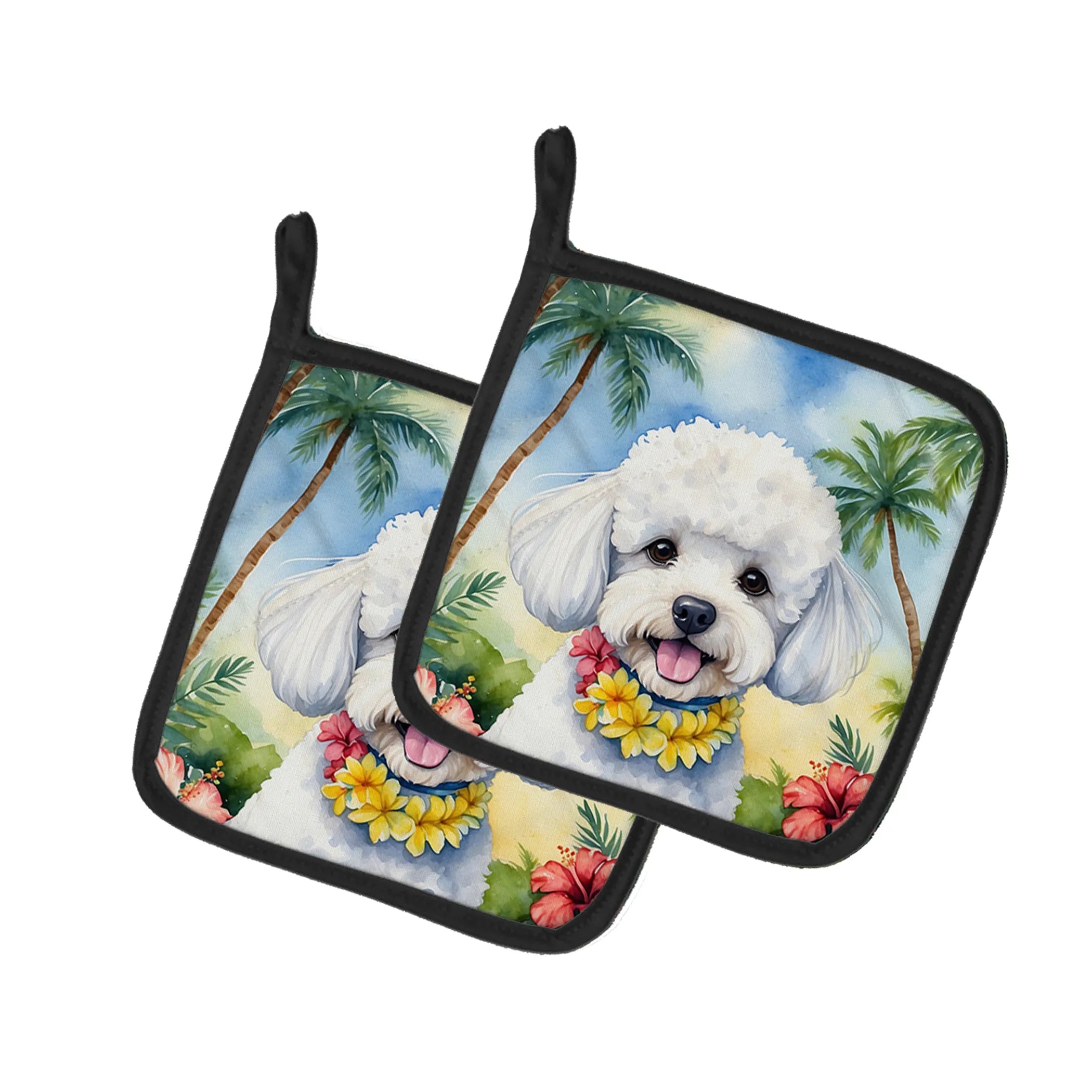 Luau Party Pair of Pot Holders - Size: 7.5HX7.5W | Pack Of: 1 | Collection name: Luau party