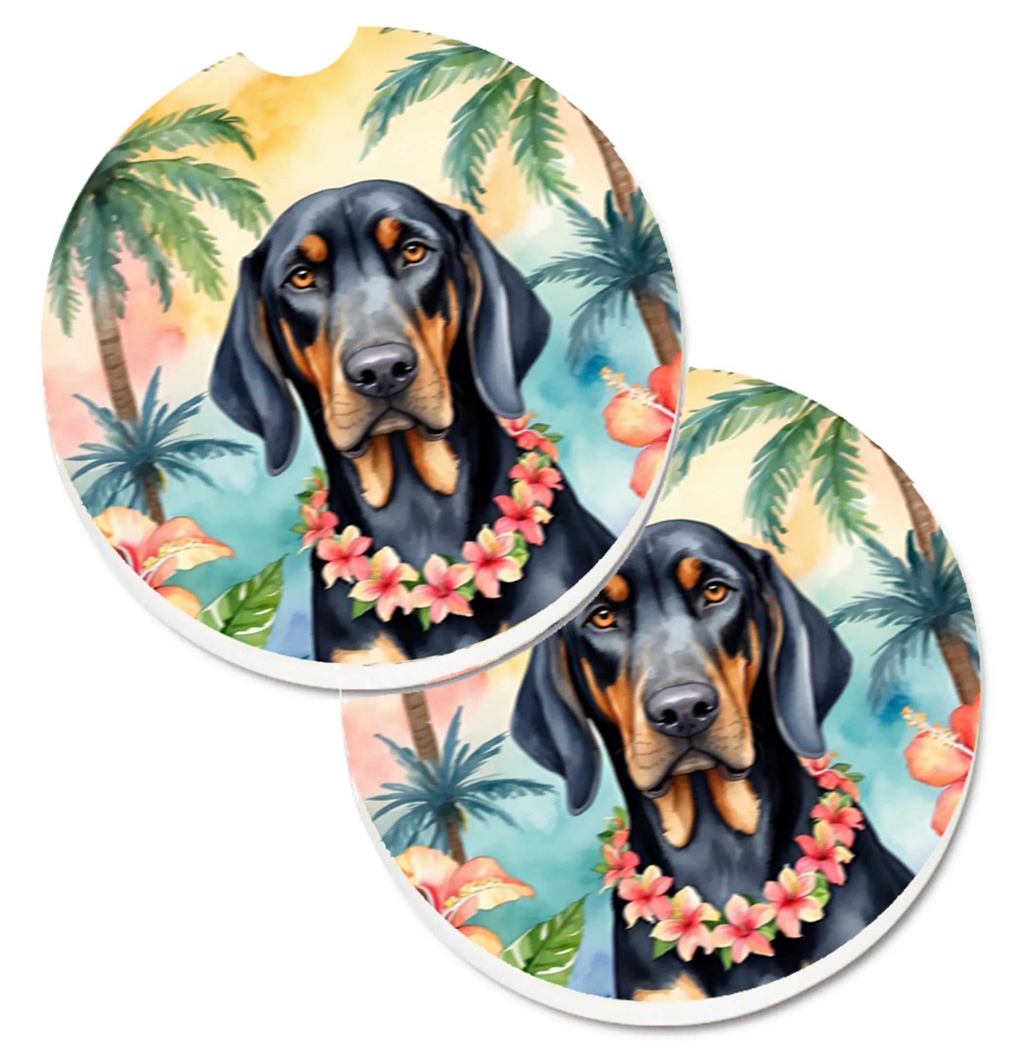 Luau Party Set of 2 Cup Holder Car Coasters - Size: 2.56 | Pack Of: 1 | Collection name: Luau party