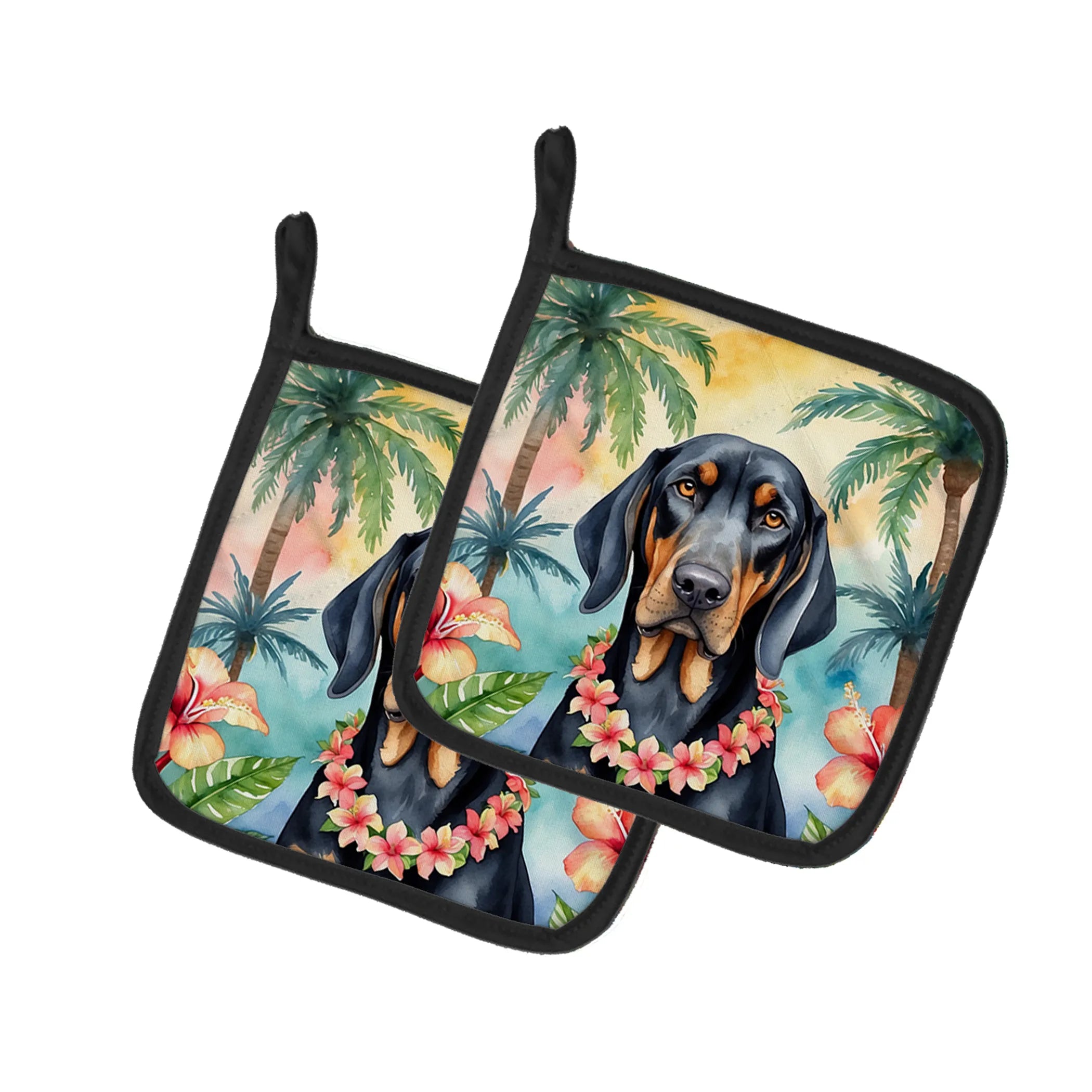 Luau Party Pair of Pot Holders - Size: 7.5HX7.5W | Pack Of: 1 | Collection name: Luau party
