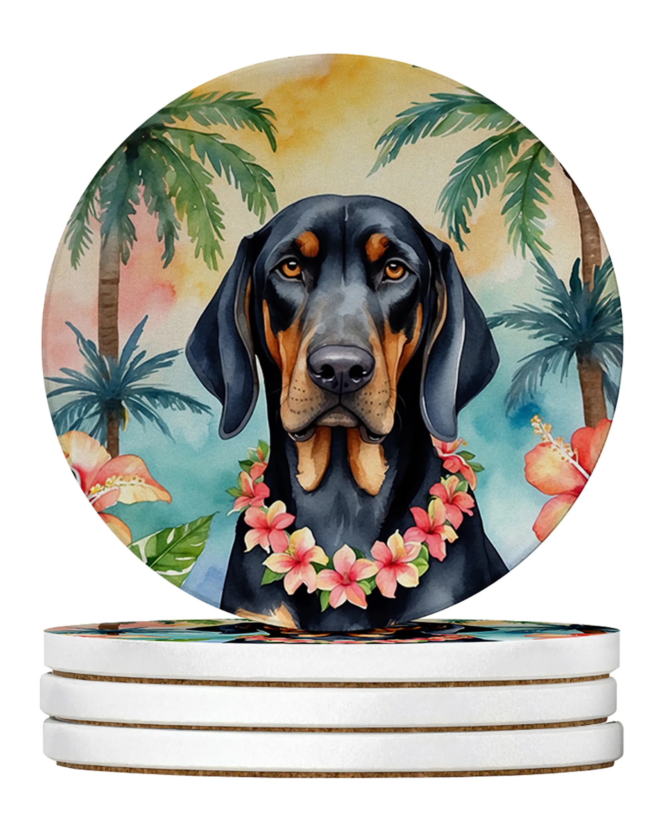 Luau Party Large Sandstone Coasters (Pack of 4)