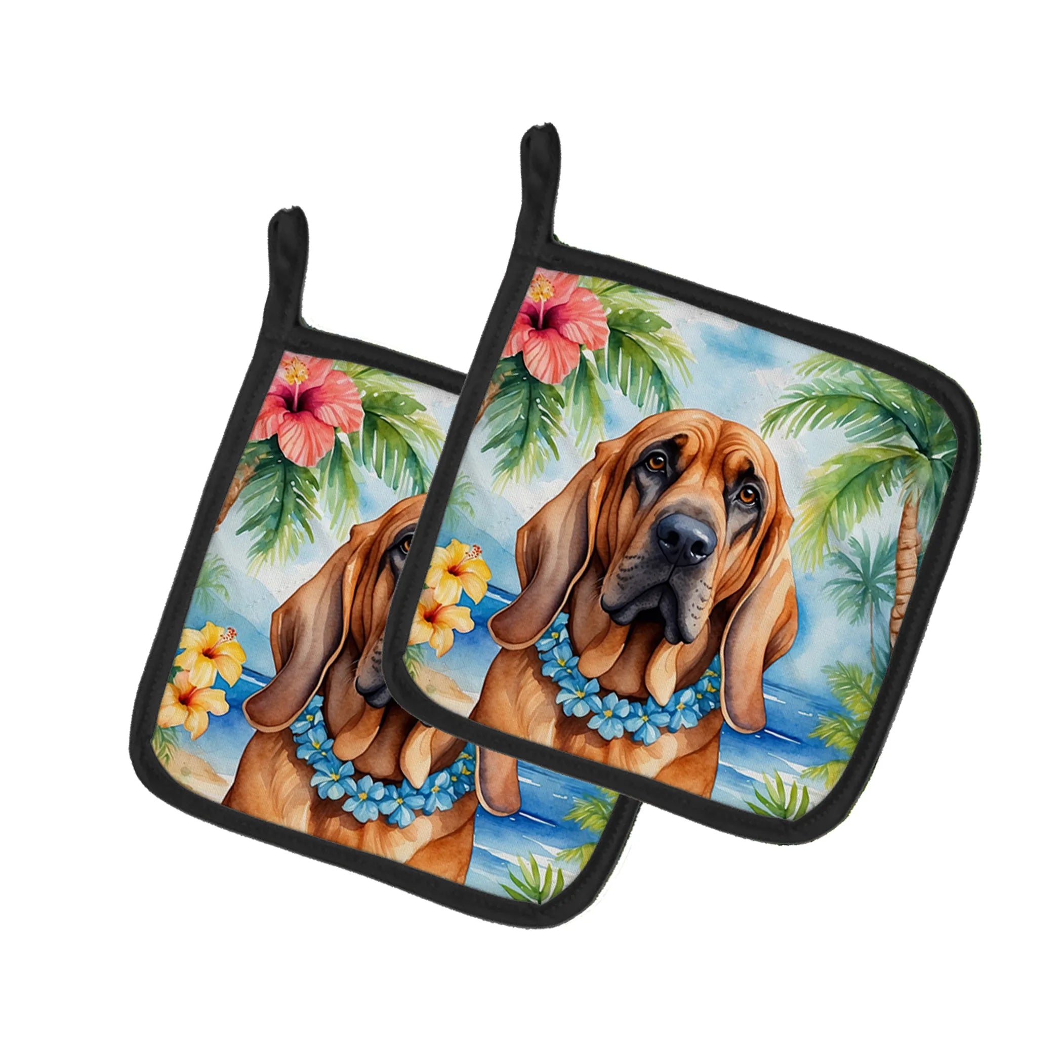 Luau Party Pair of Pot Holders - Size: 7.5HX7.5W | Pack Of: 1 | Collection name: Luau party