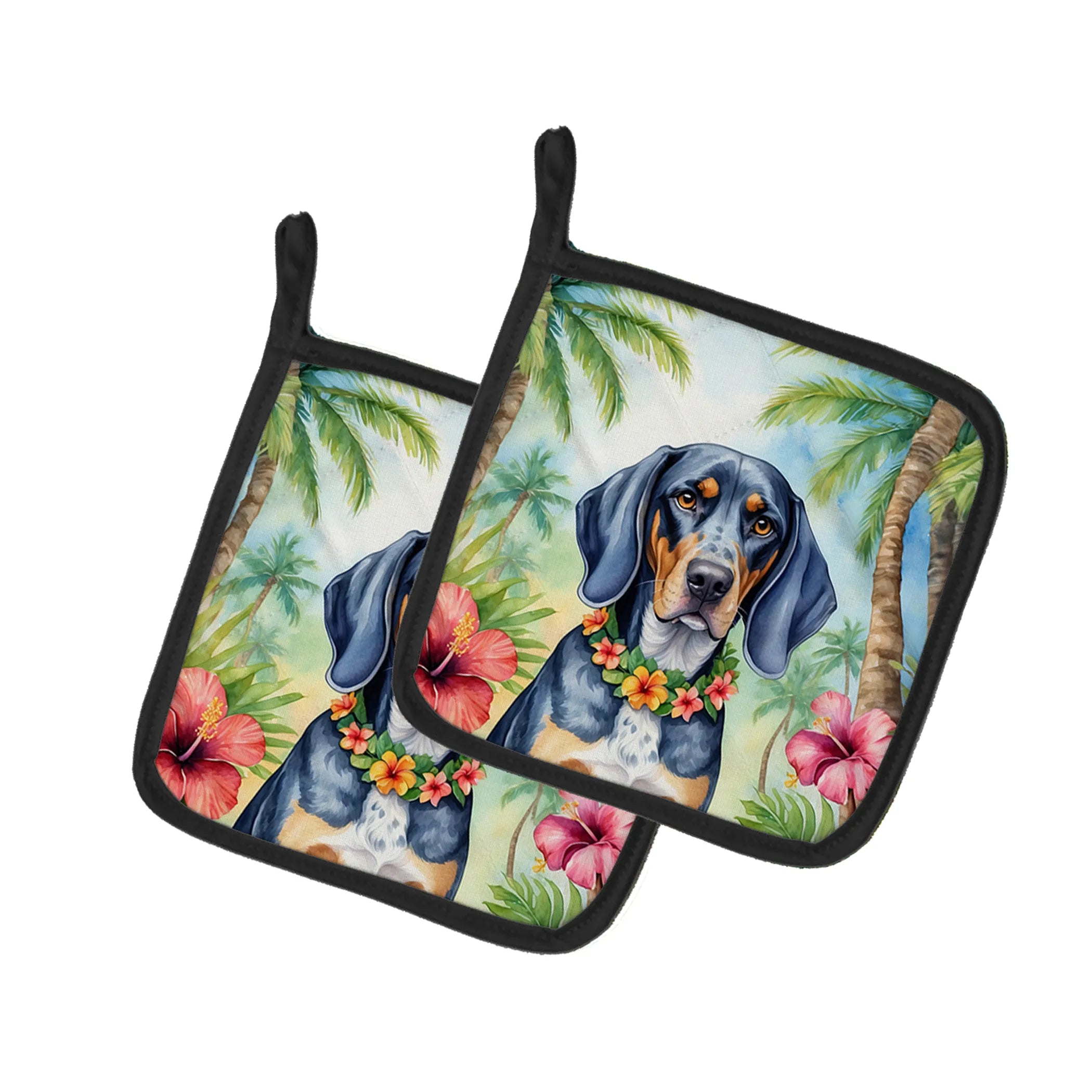 Luau Party Pair of Pot Holders - Size: 7.5HX7.5W | Pack Of: 1 | Collection name: Luau party
