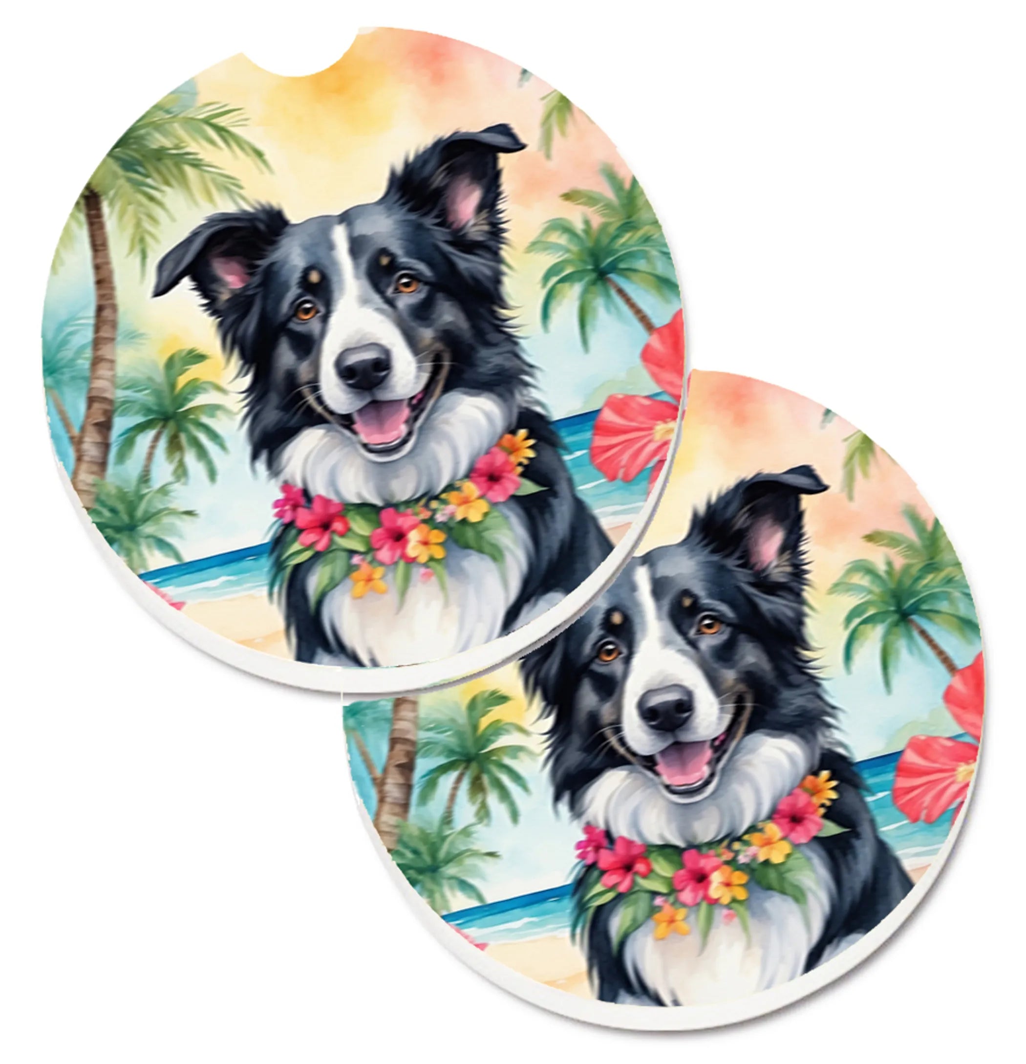 Luau Party Set of 2 Cup Holder Car Coasters - Size: 2.56 | Pack Of: 1 | Collection name: Luau party