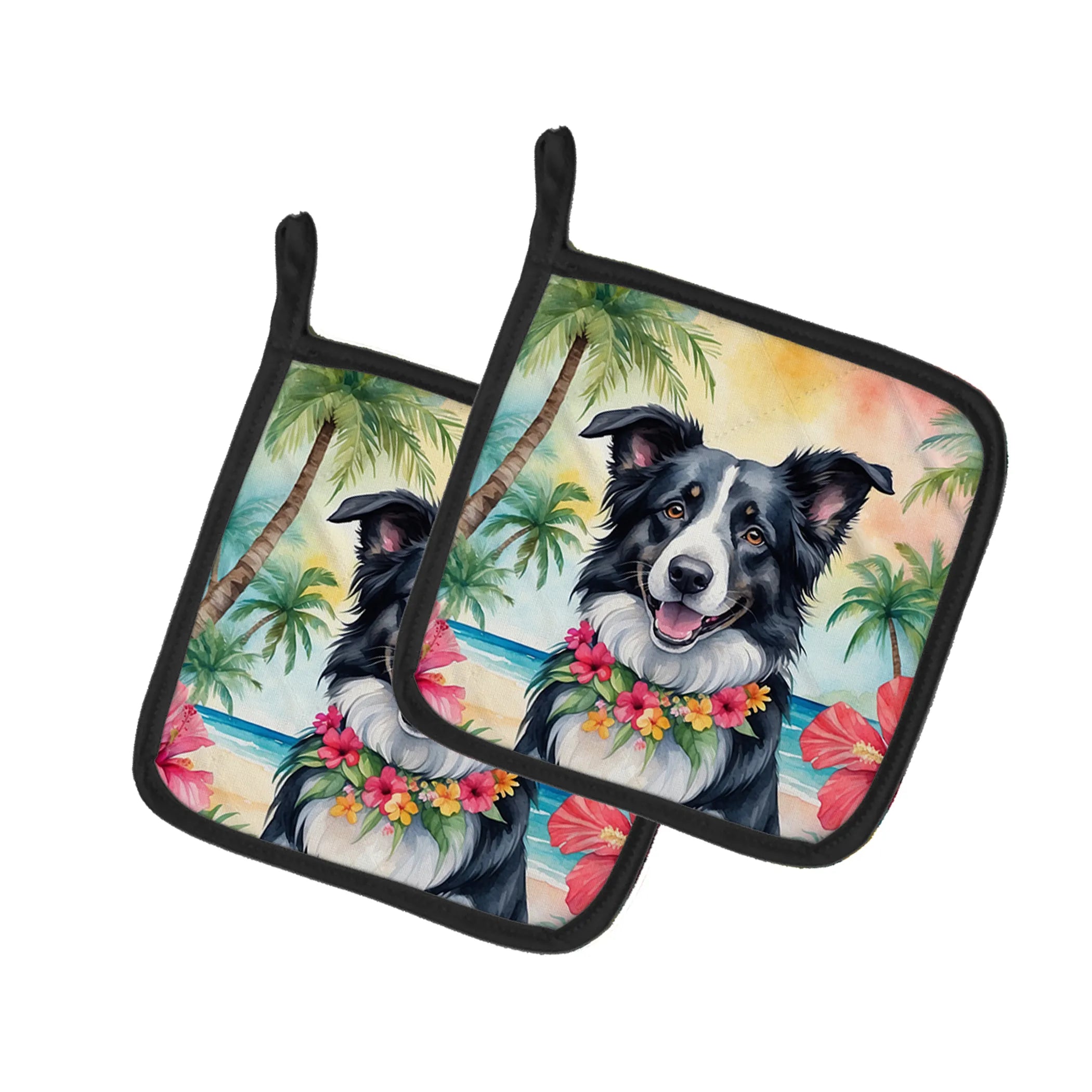 Luau Party Pair of Pot Holders - Size: 7.5HX7.5W | Pack Of: 1 | Collection name: Luau party