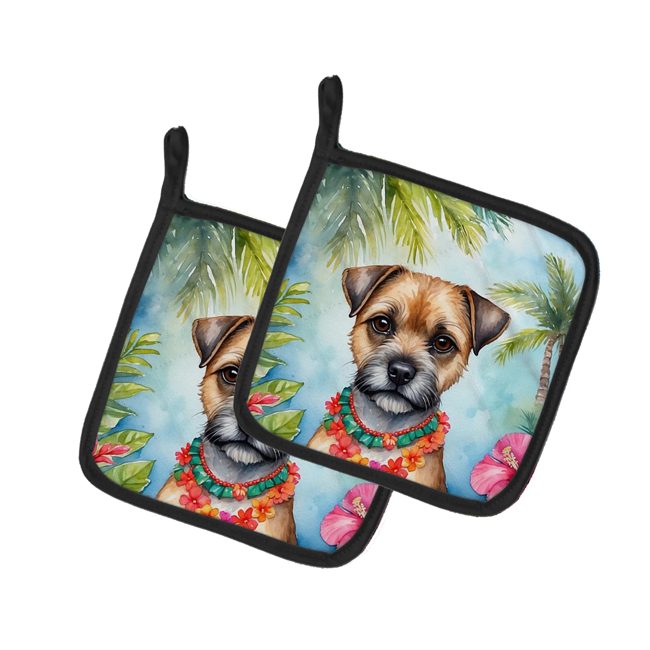 Luau Party Pair of Pot Holders - Size: 7.5HX7.5W | Pack Of: 1 | Collection name: Luau party