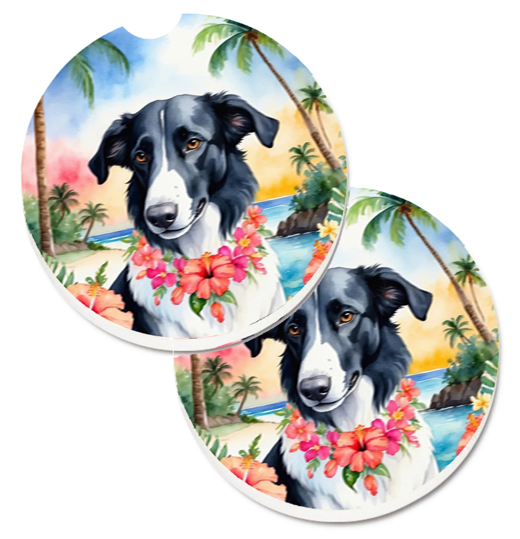 Luau Party Set of 2 Cup Holder Car Coasters - Size: 2.56 | Pack Of: 1 | Collection name: Luau party