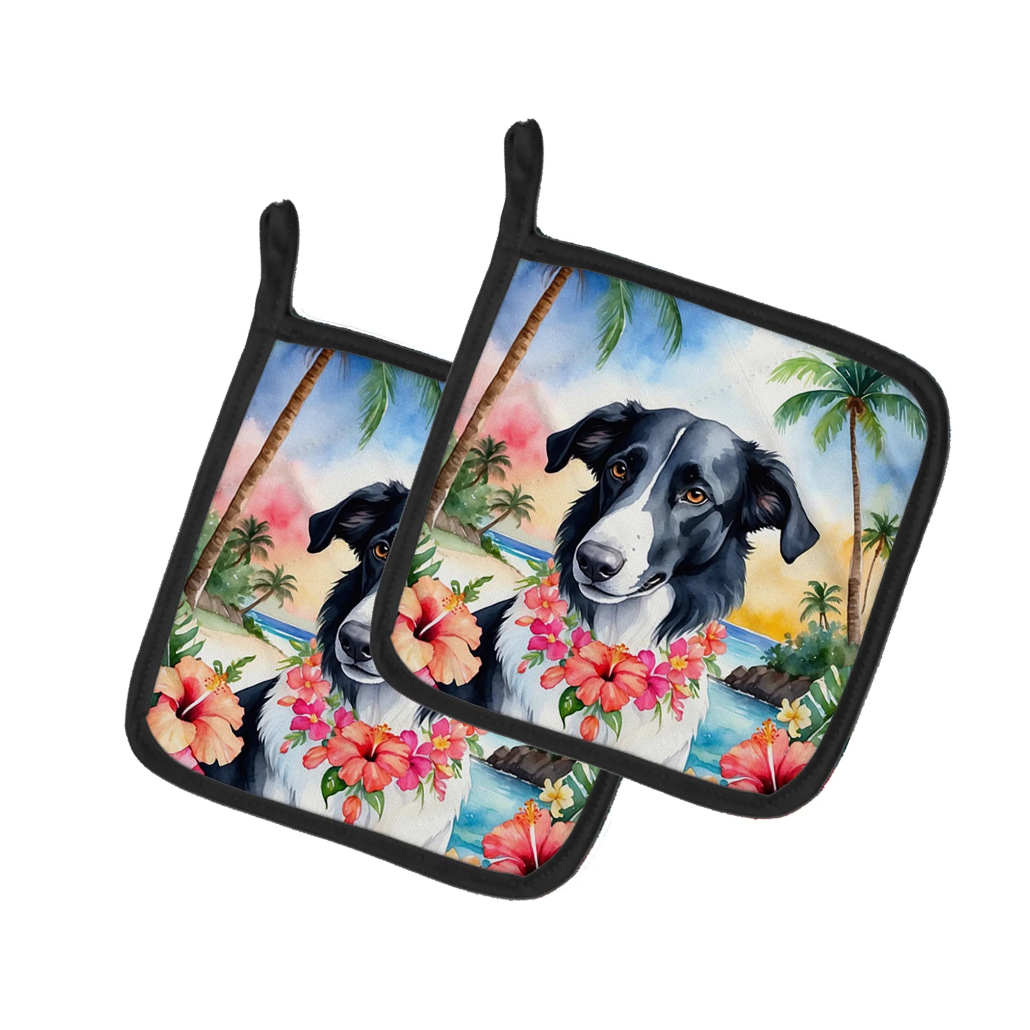 Luau Party Pair of Pot Holders - Size: 7.5HX7.5W | Pack Of: 1 | Collection name: Luau party