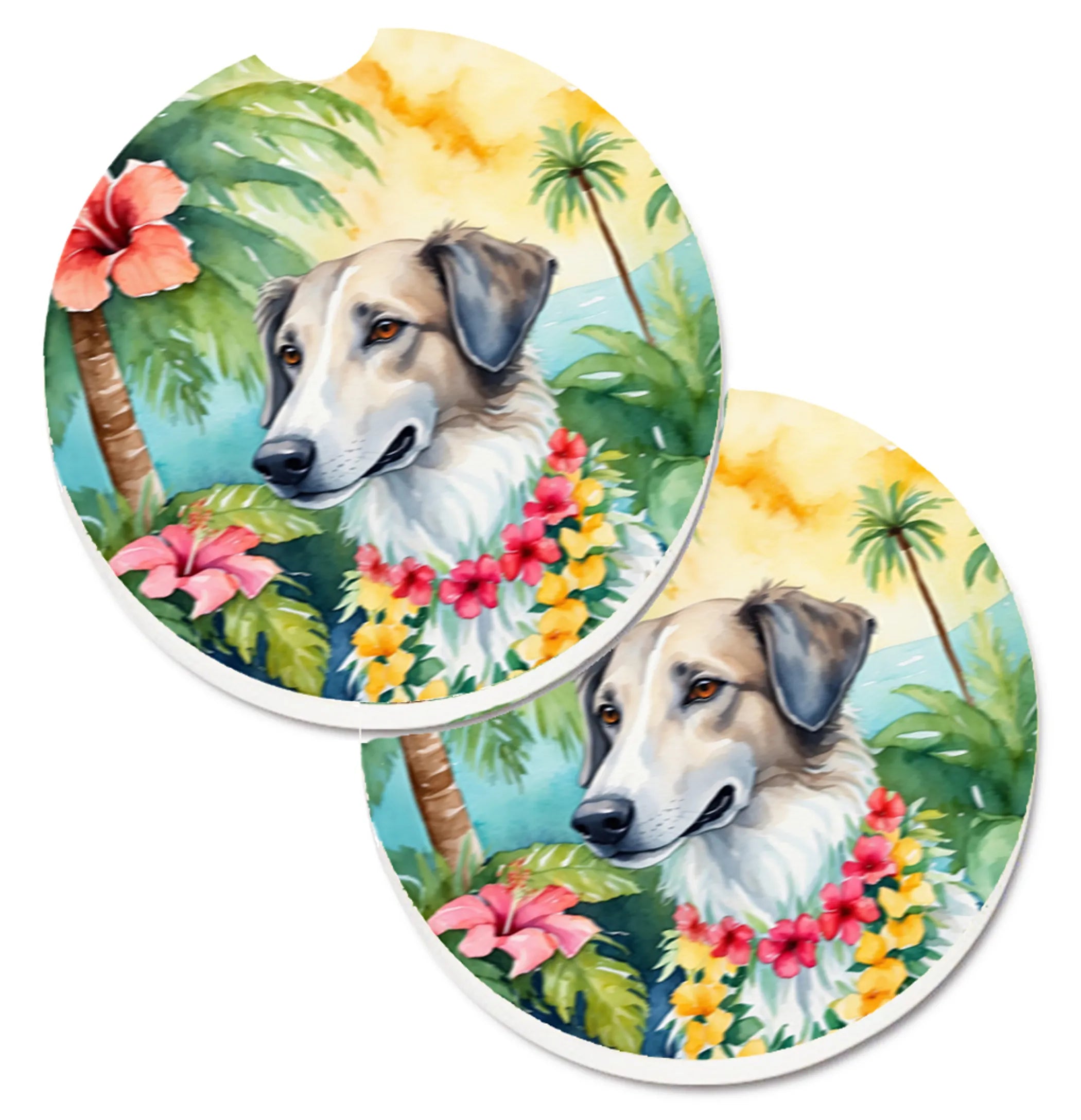 Luau Party Set of 2 Cup Holder Car Coasters - Size: 2.56 | Pack Of: 1 | Collection name: Luau party