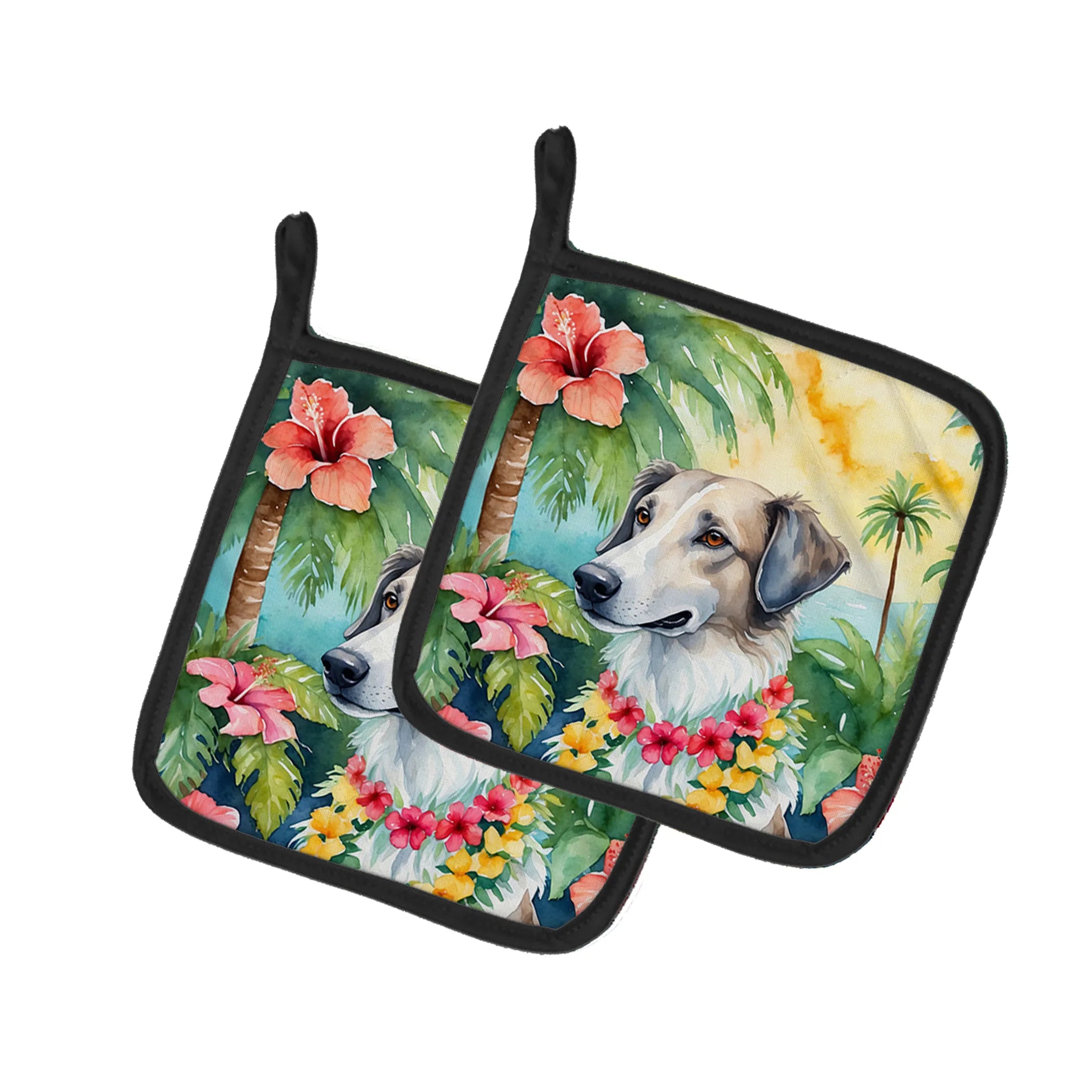 Luau Party Pair of Pot Holders - Size: 7.5HX7.5W | Pack Of: 1 | Collection name: Luau party