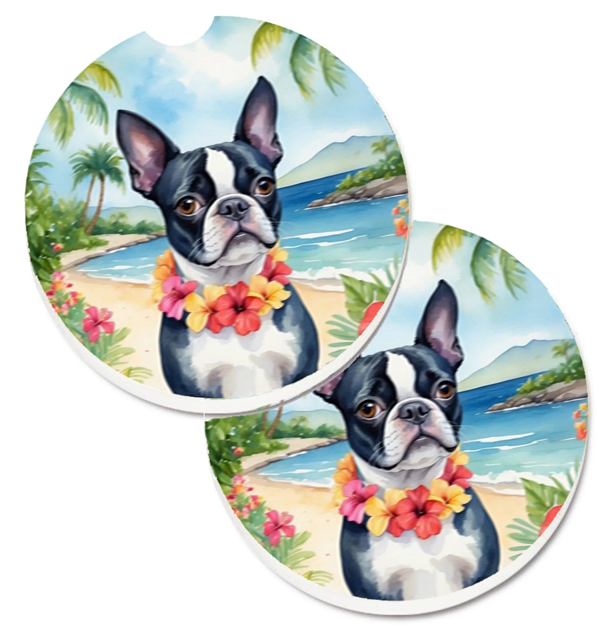Luau Party Set of 2 Cup Holder Car Coasters - Size: 2.56 | Pack Of: 1 | Collection name: Luau party