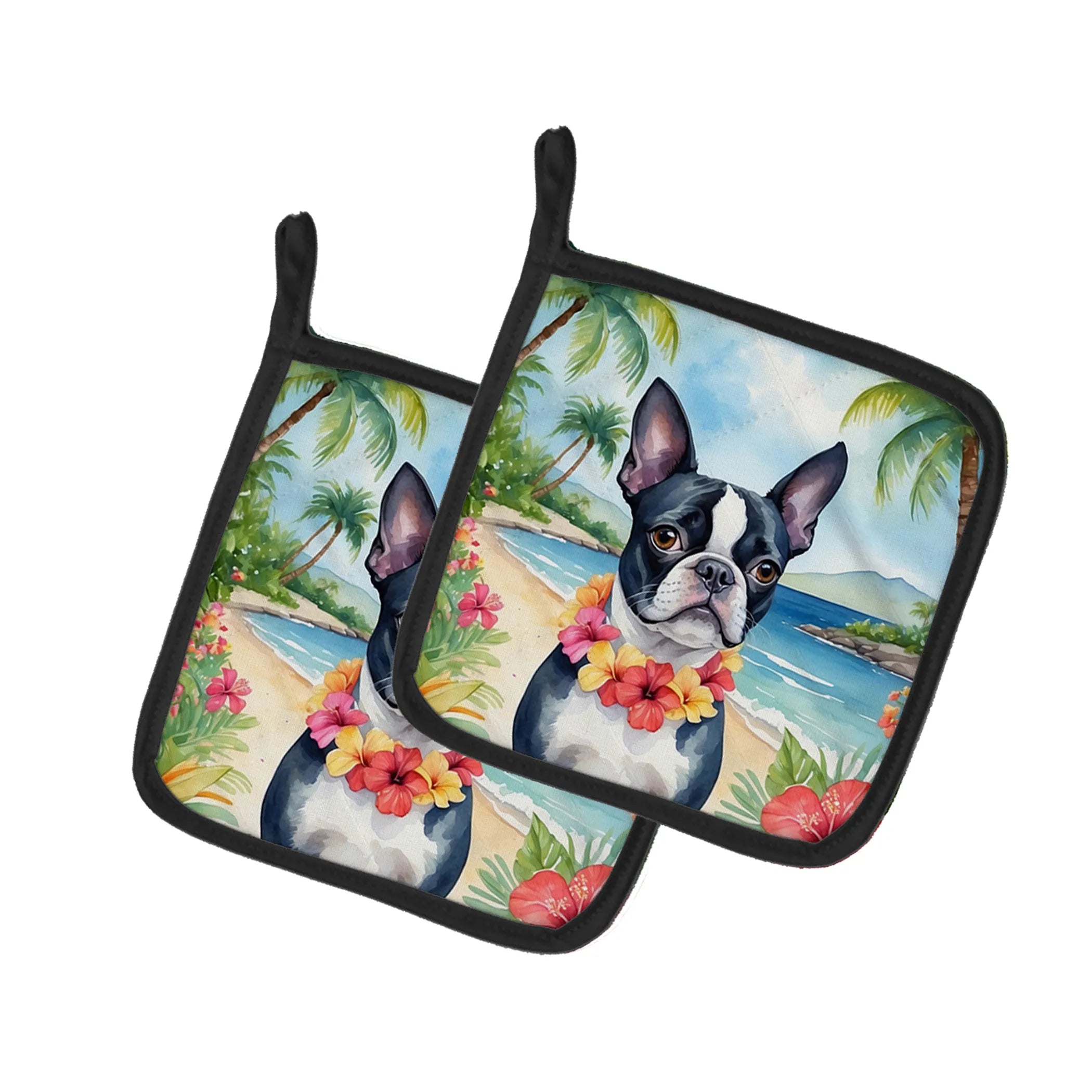 Luau Party Pair of Pot Holders - Size: 7.5HX7.5W | Pack Of: 1 | Collection name: Luau party