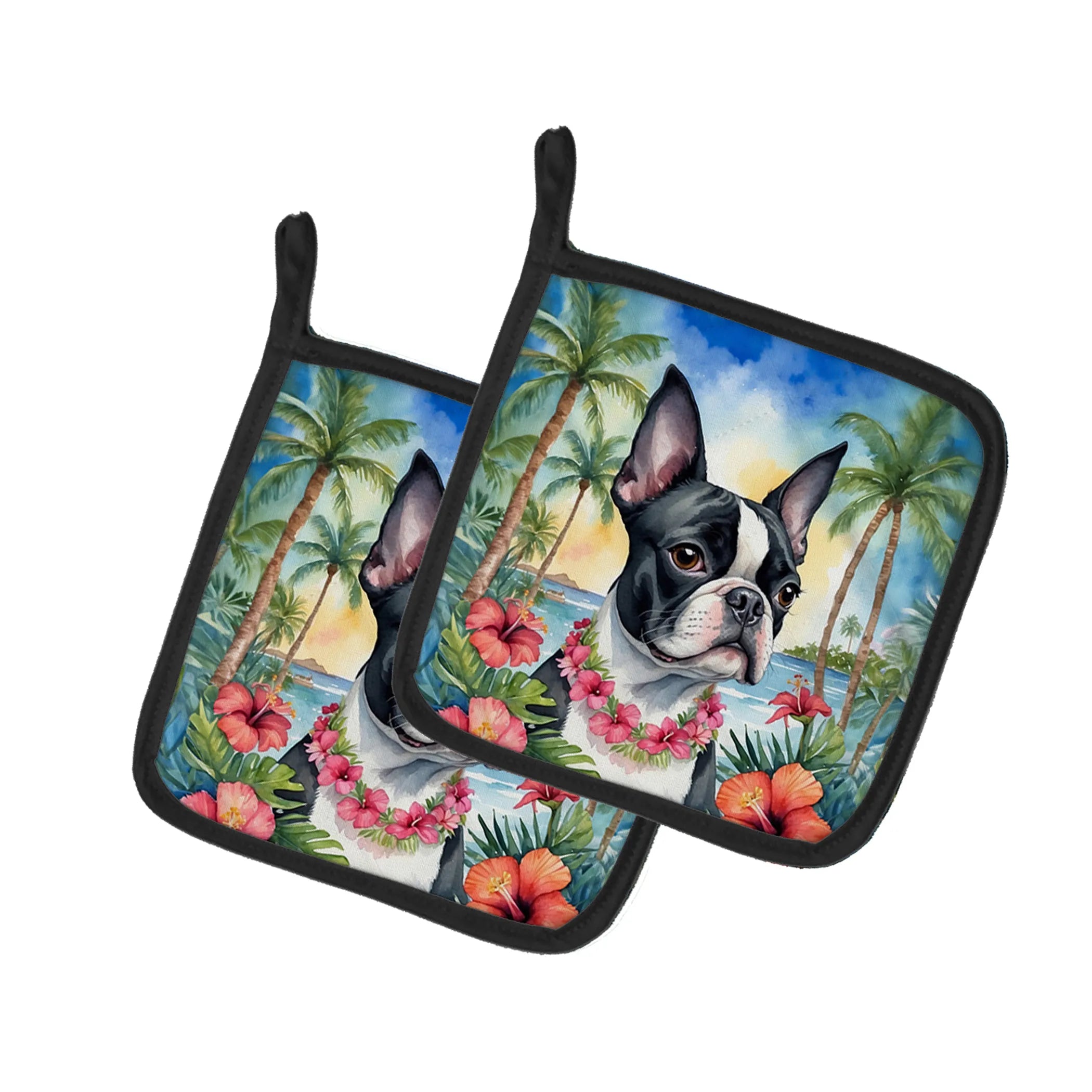 Luau Party Pair of Pot Holders - Size: 7.5HX7.5W | Pack Of: 1 | Collection name: Luau party