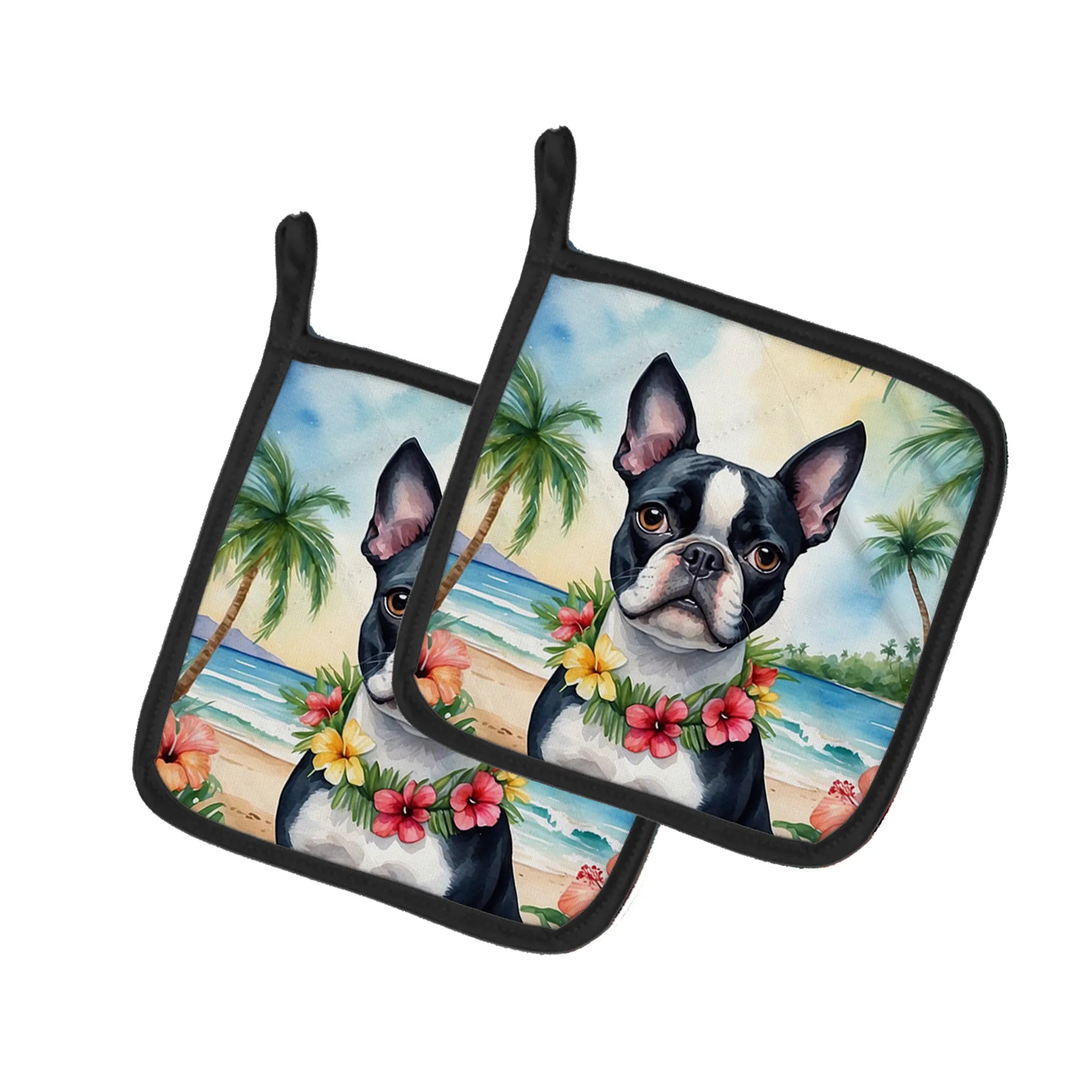Luau Party Pair of Pot Holders - Size: 7.5HX7.5W | Pack Of: 1 | Collection name: Luau party