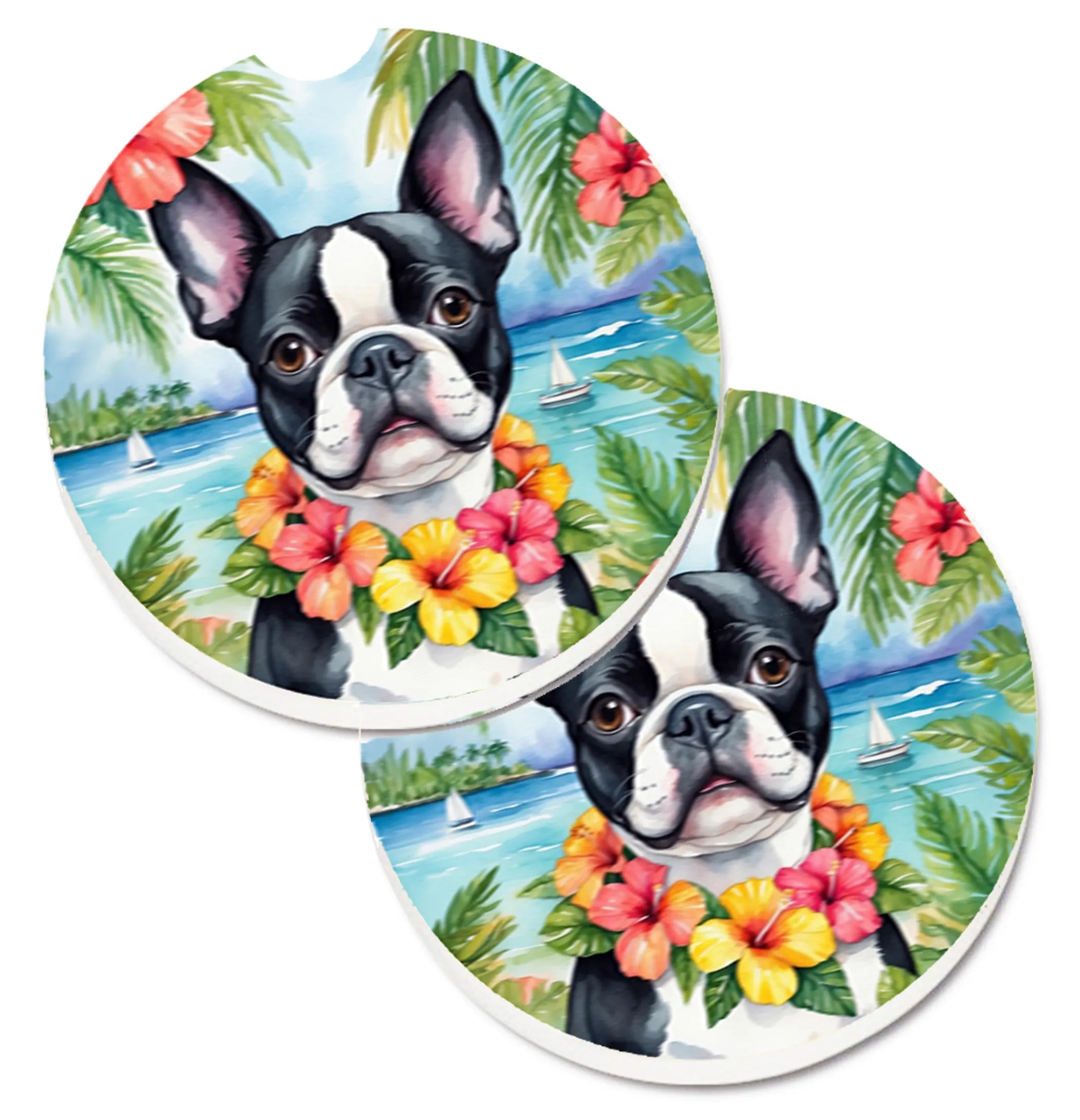 Luau Party Set of 2 Cup Holder Car Coasters - Size: 2.56 | Pack Of: 1 | Collection name: Luau party