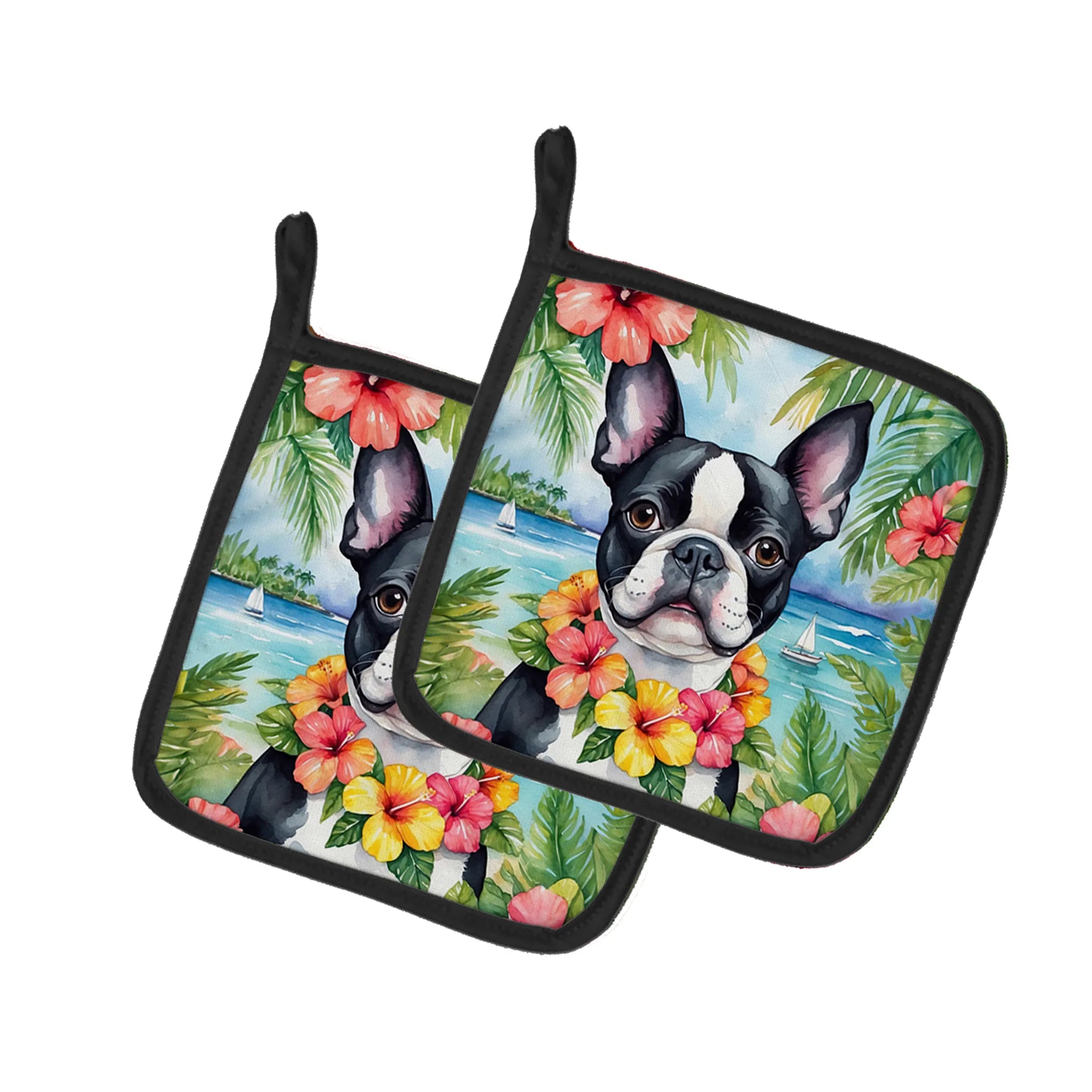 Luau Party Pair of Pot Holders - Size: 7.5HX7.5W | Pack Of: 1 | Collection name: Luau party