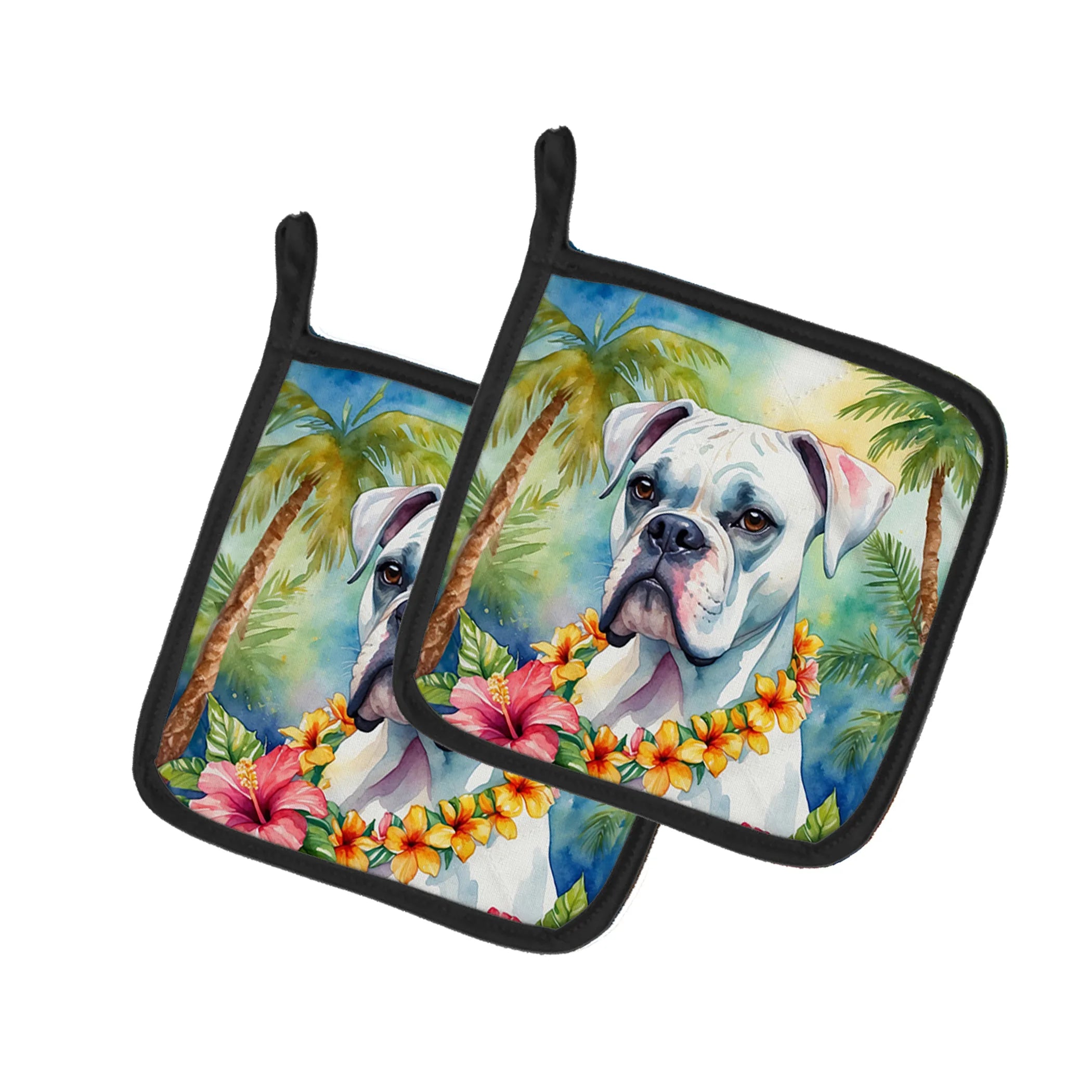 Luau Party Pair of Pot Holders - Size: 7.5HX7.5W | Pack Of: 1 | Collection name: Luau party