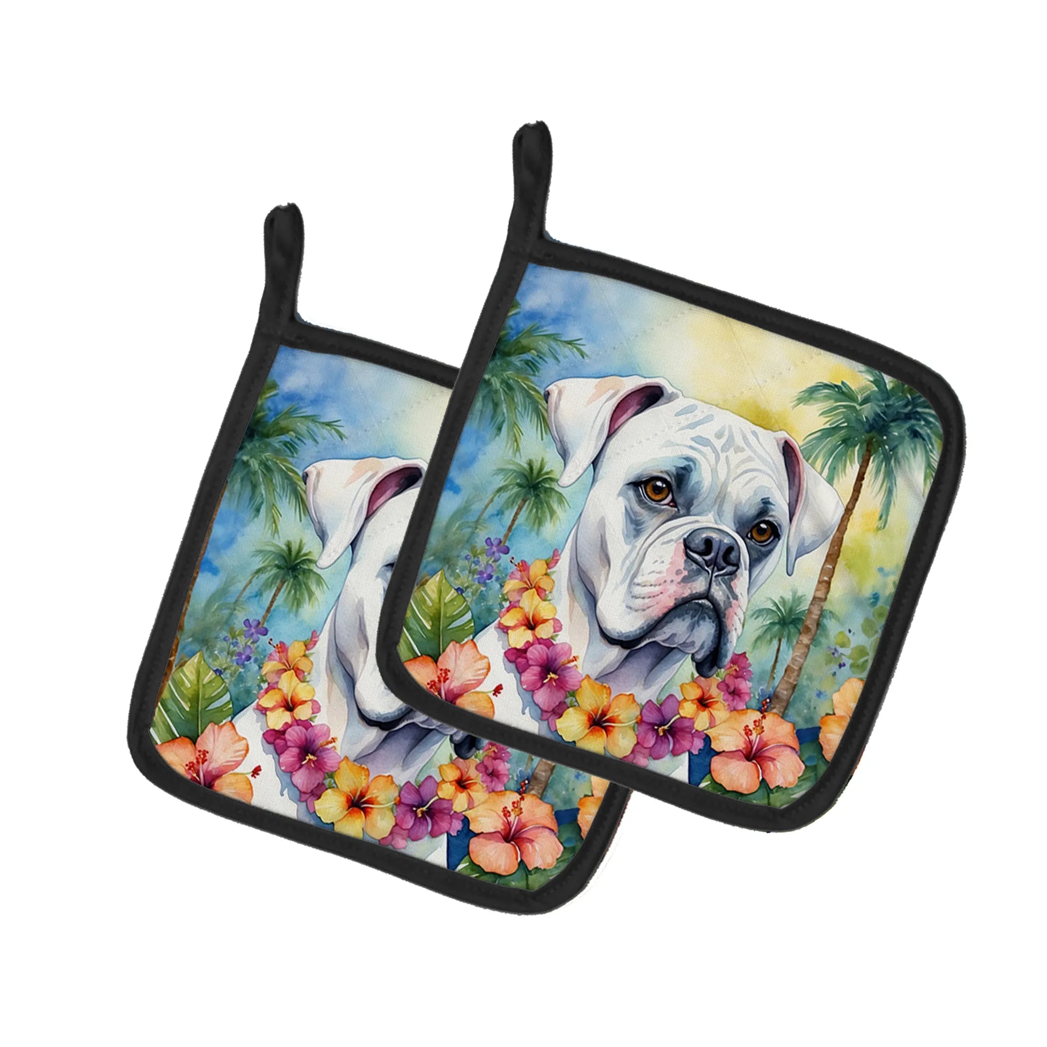 Luau Party Pair of Pot Holders - Size: 7.5HX7.5W | Pack Of: 1 | Collection name: Luau party