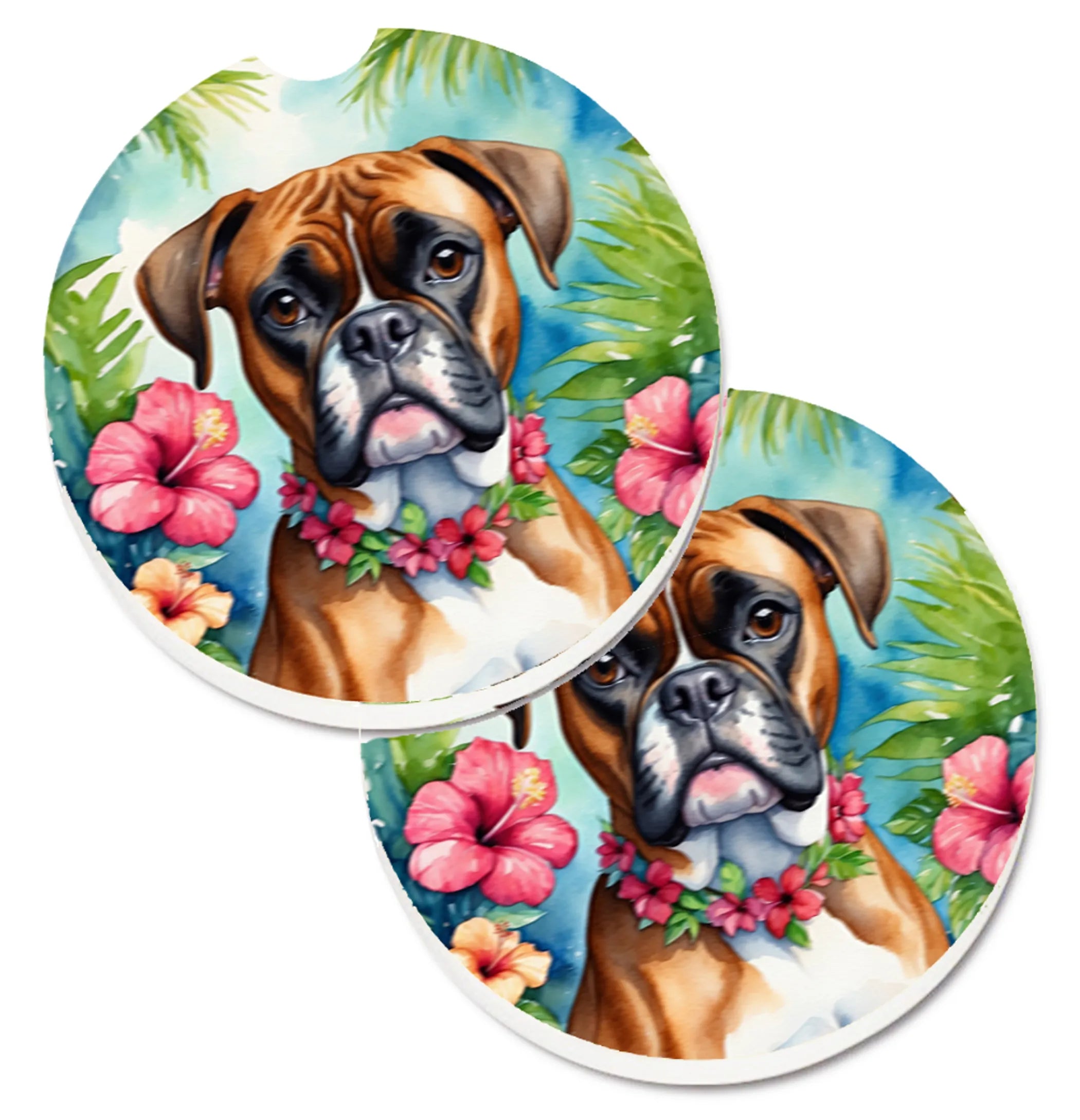 Luau Party Set of 2 Cup Holder Car Coasters - Size: 2.56 | Pack Of: 1 | Collection name: Luau party