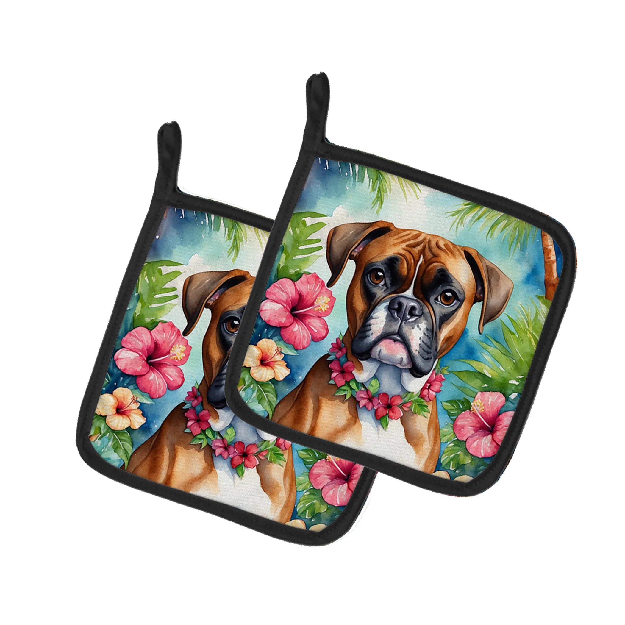 Luau Party Pair of Pot Holders - Size: 7.5HX7.5W | Pack Of: 1 | Collection name: Luau party