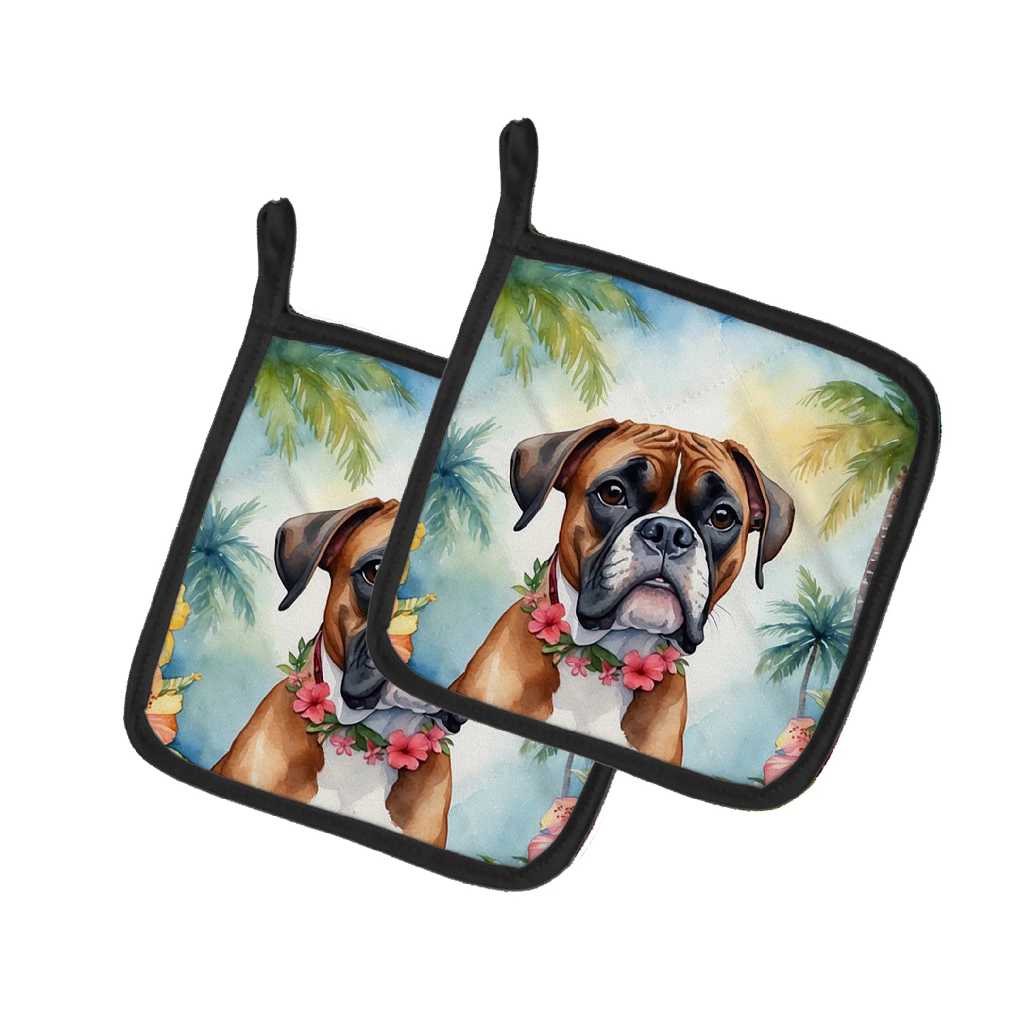 Luau Party Pair of Pot Holders - Size: 7.5HX7.5W | Pack Of: 1 | Collection name: Luau party
