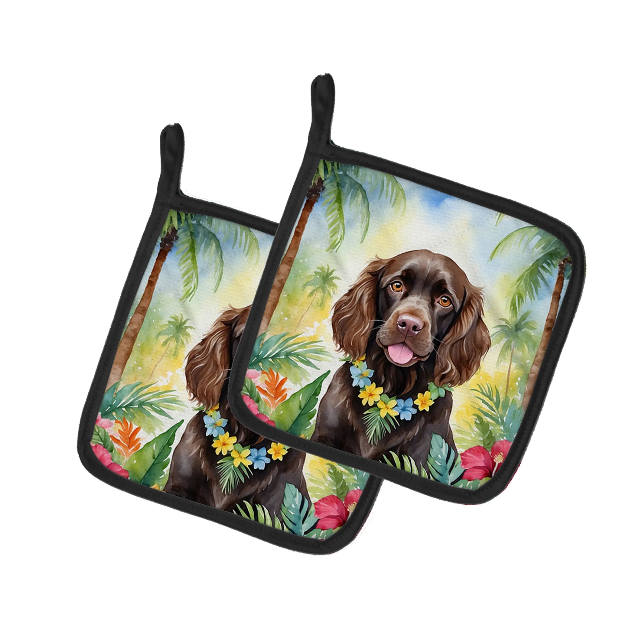 Luau Party Pair of Pot Holders - Size: 7.5HX7.5W | Pack Of: 1 | Collection name: Luau party