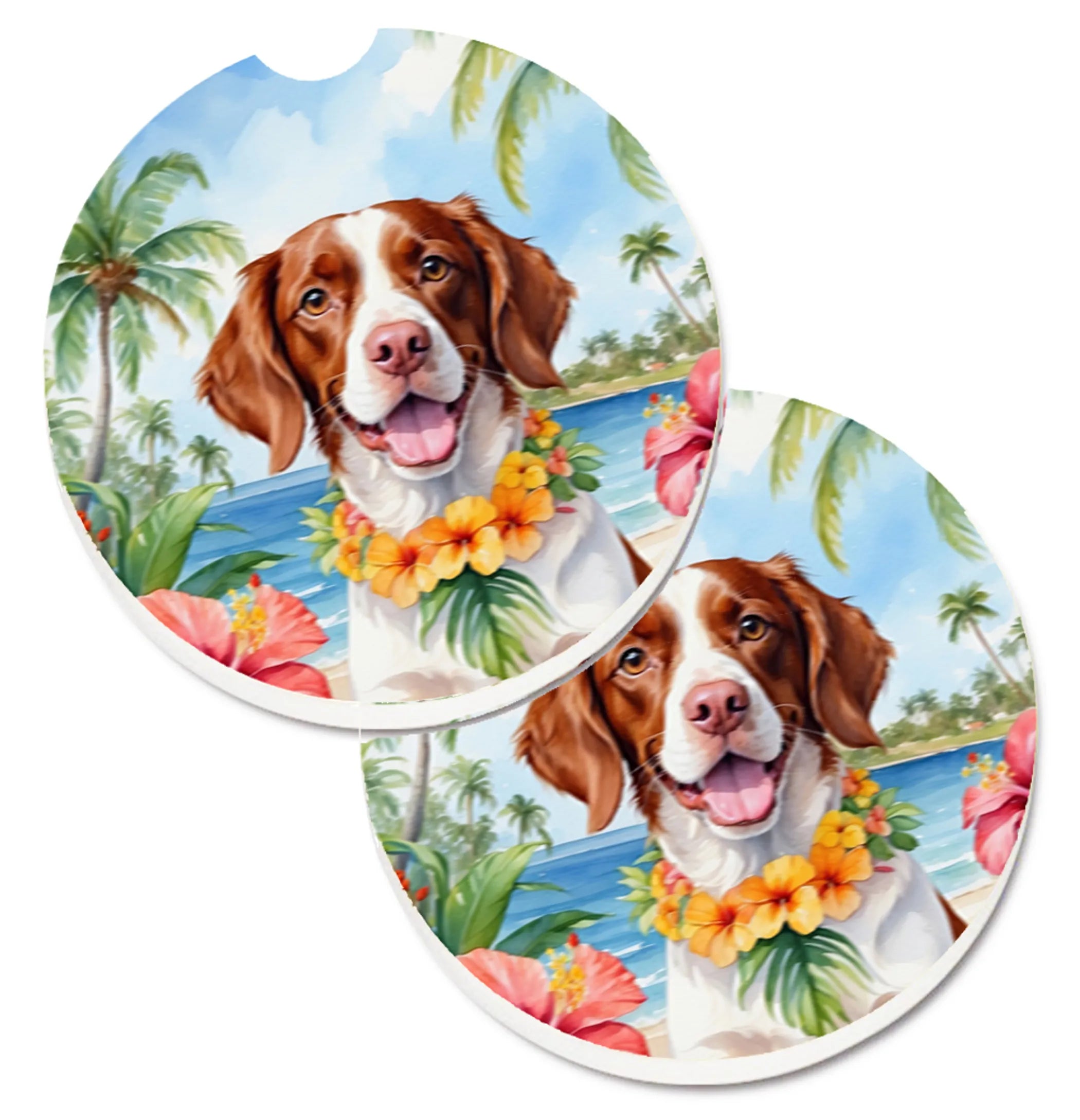 Luau Party Set of 2 Cup Holder Car Coasters - Size: 2.56 | Pack Of: 1 | Collection name: Luau party
